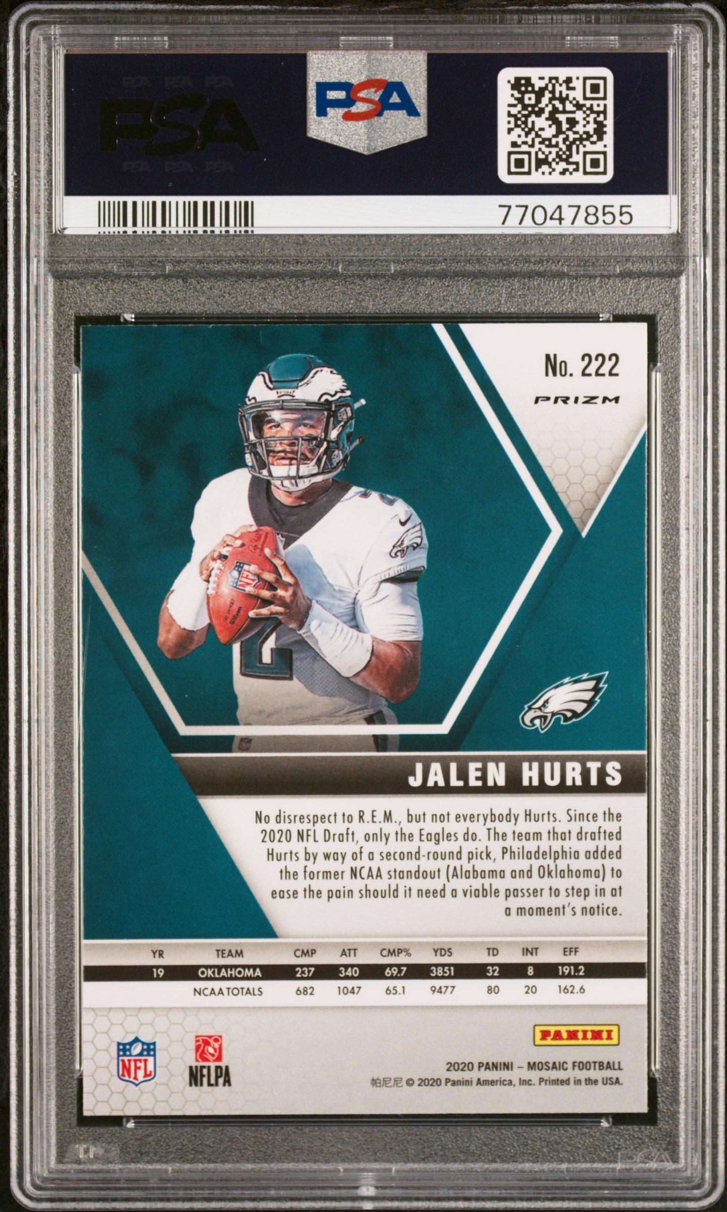 2020 Panini Mosaic 222 Jalen Hurts Reactive Gold PSA 10