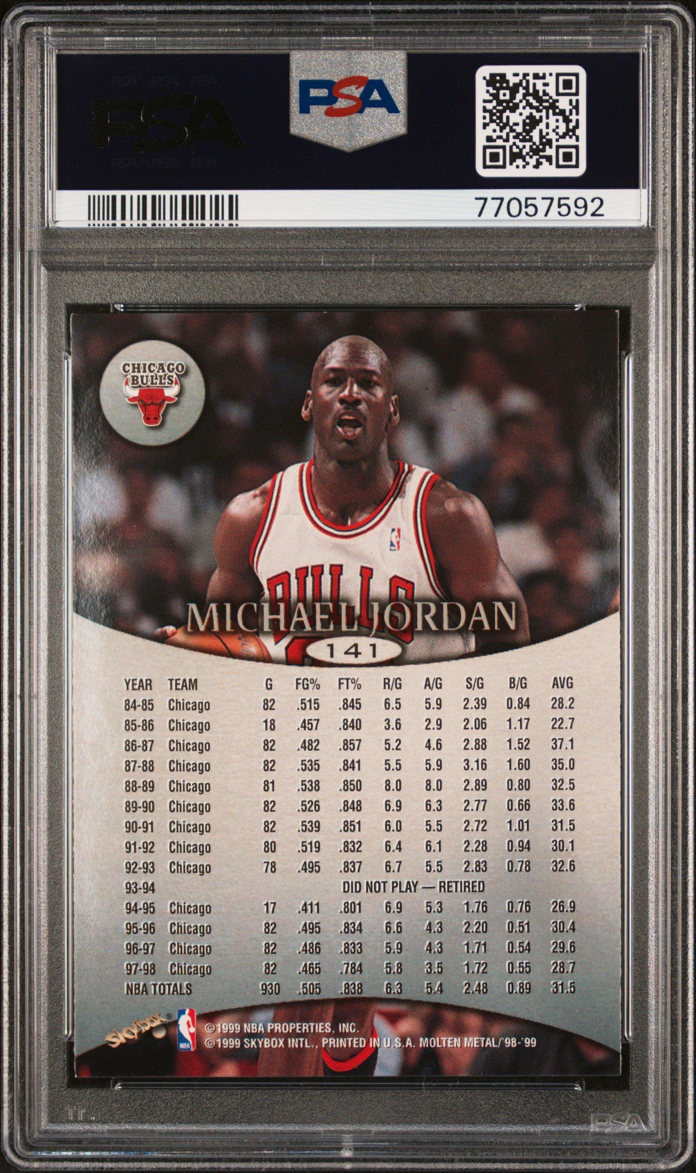 1998 Skybox Molten Metal 141 Michael Jordan PSA 9 Graded Card 