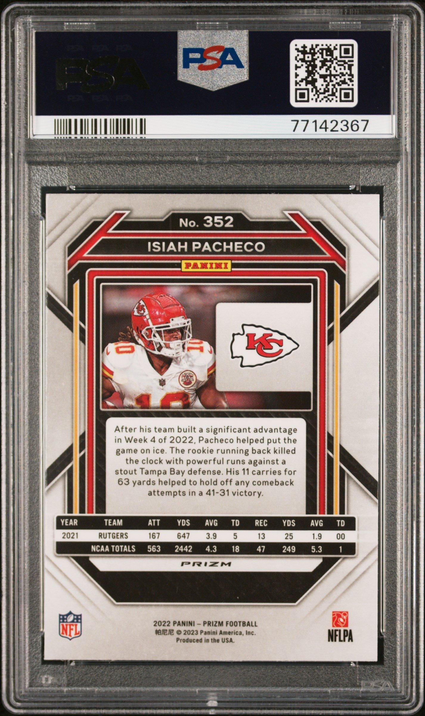 2022 Panini Prizm 352 Isiah Pacheco Snakeskin Prizm PSA 9
