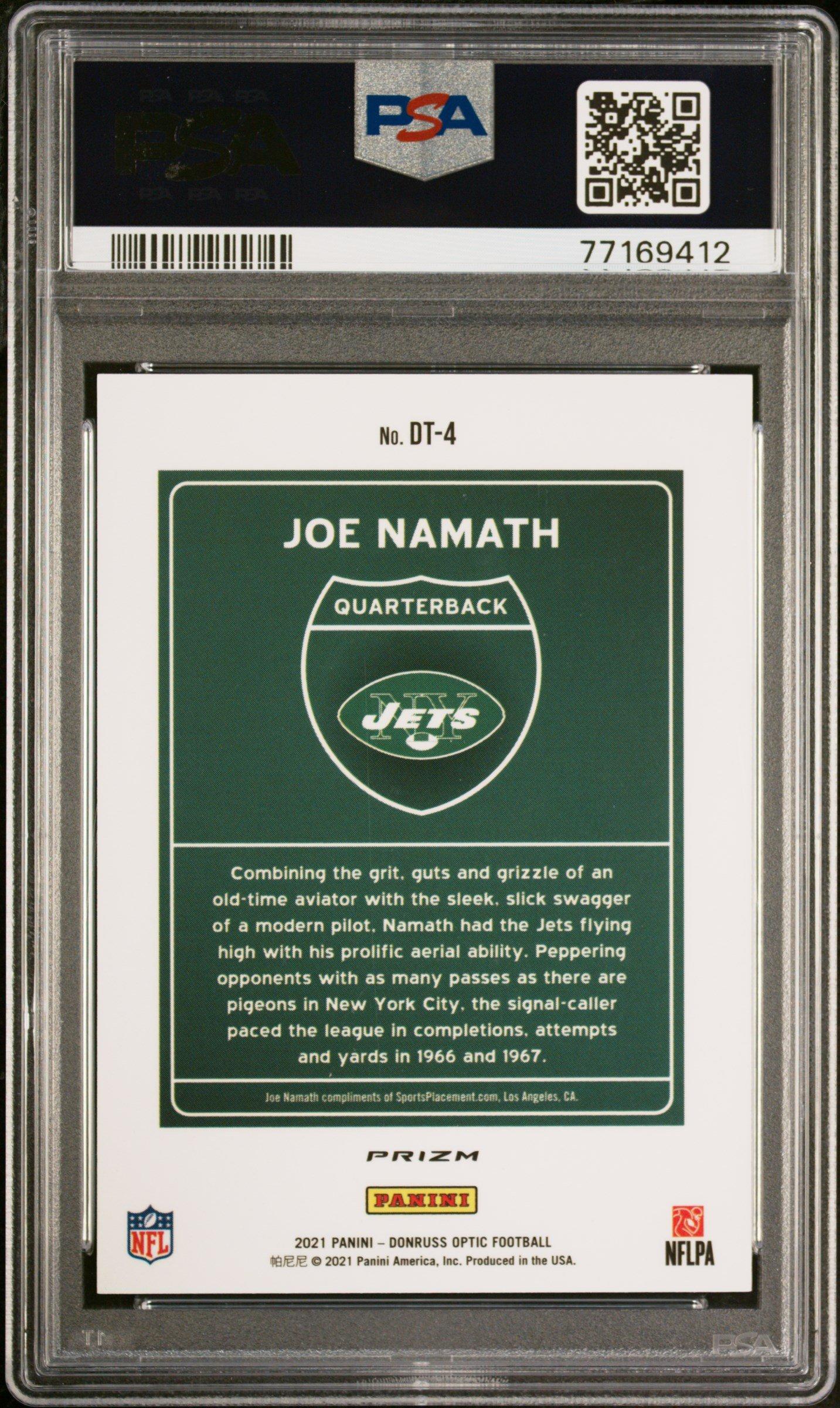2021 Panini Donruss Optic Downtown Dt4 Joe Namath PSA 9