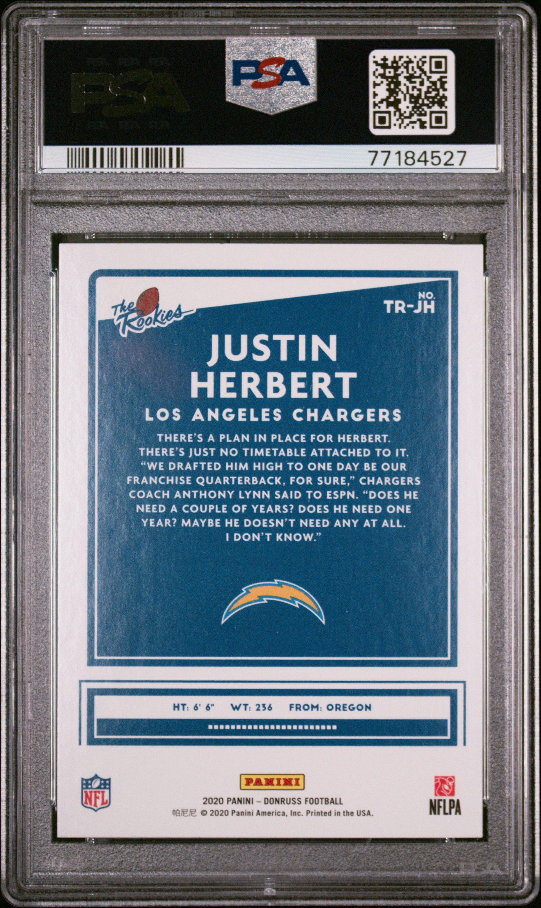 2020 Panini Donruss The Rookies Tr-jh Justin Herbert PSA 10