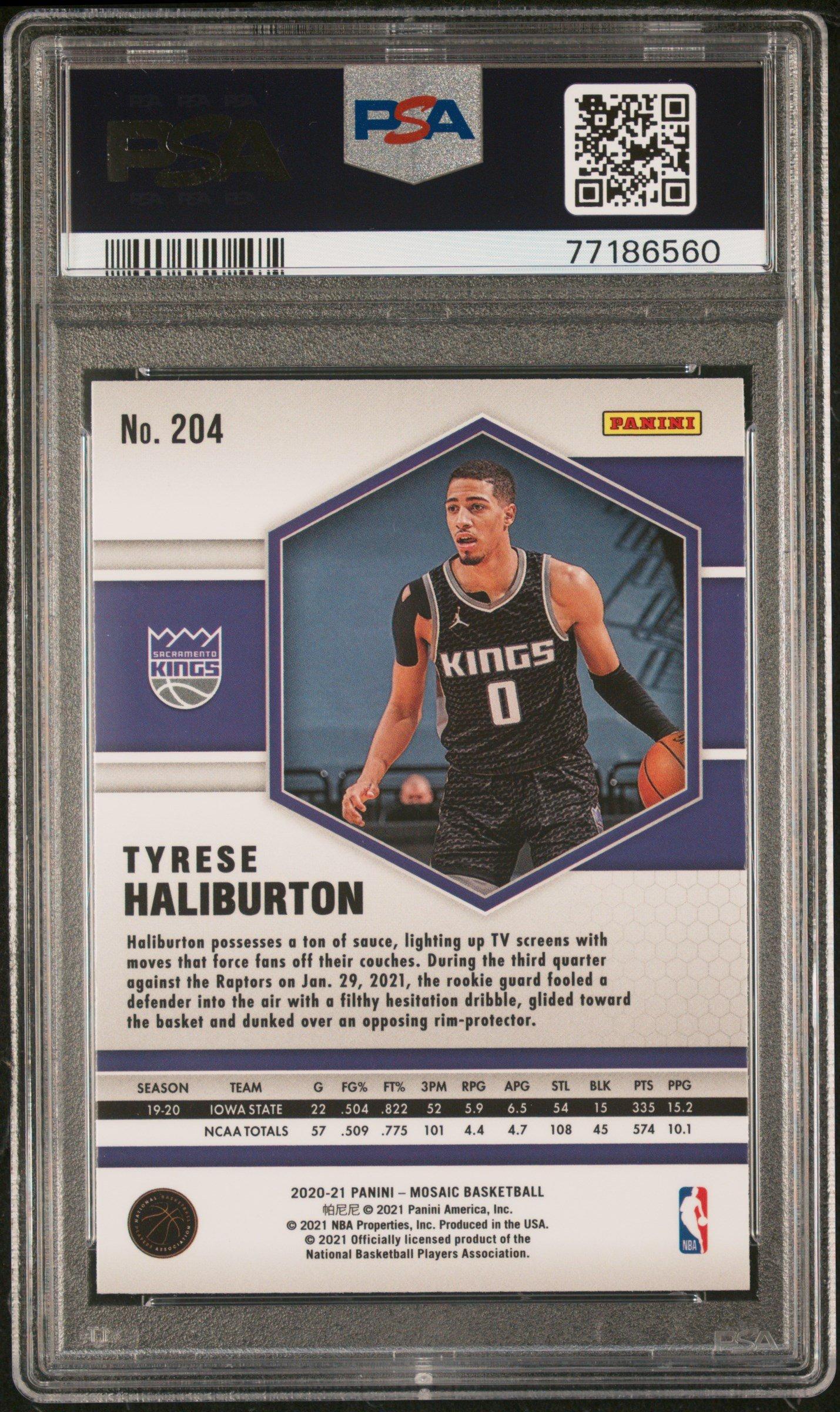 2020 Panini Mosaic 204 Tyrese Haliburton Mosaic PSA 10