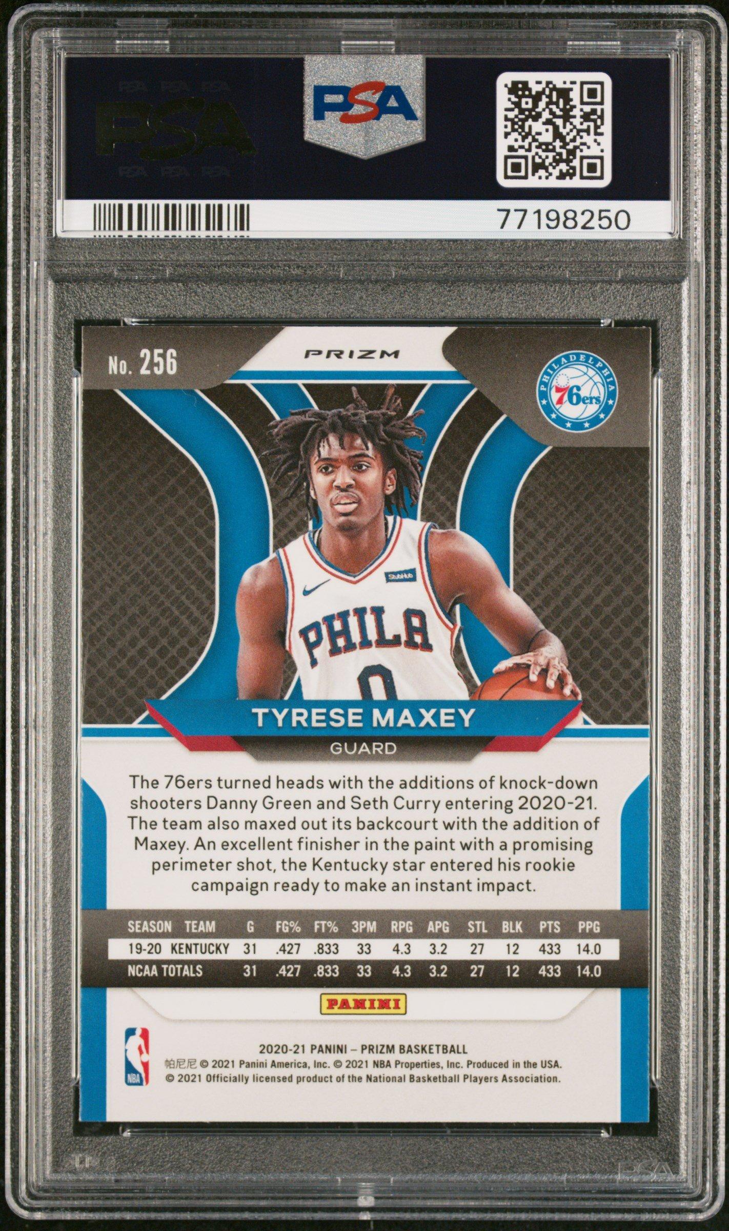 2020 Panini Prizm 256 Tyrese Maxey Silver Prizm PSA 9