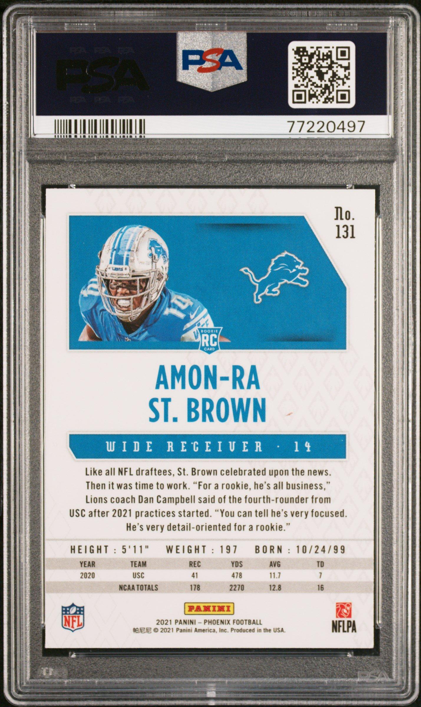 2021 Panini Phoenix 131 Amon-ra St. Brown Fire Burst PSA 9