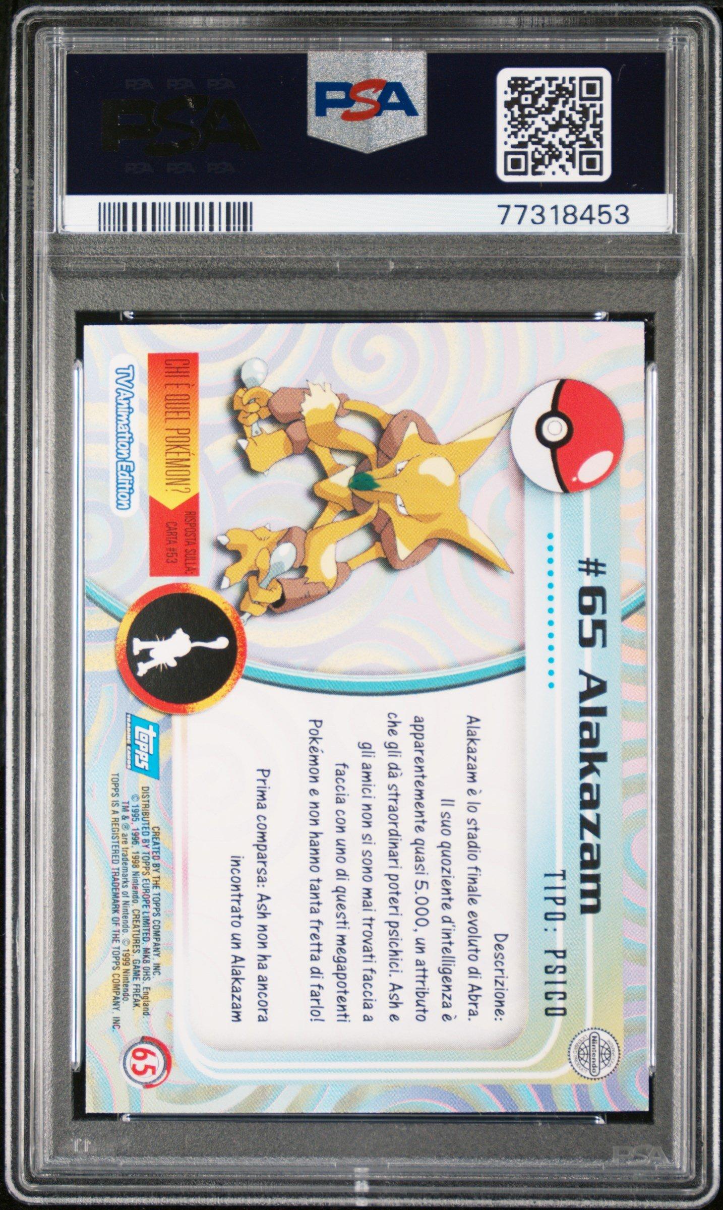 1999 Topps Pokemon Tv 65 Alakazam Foil-italian PSA 8