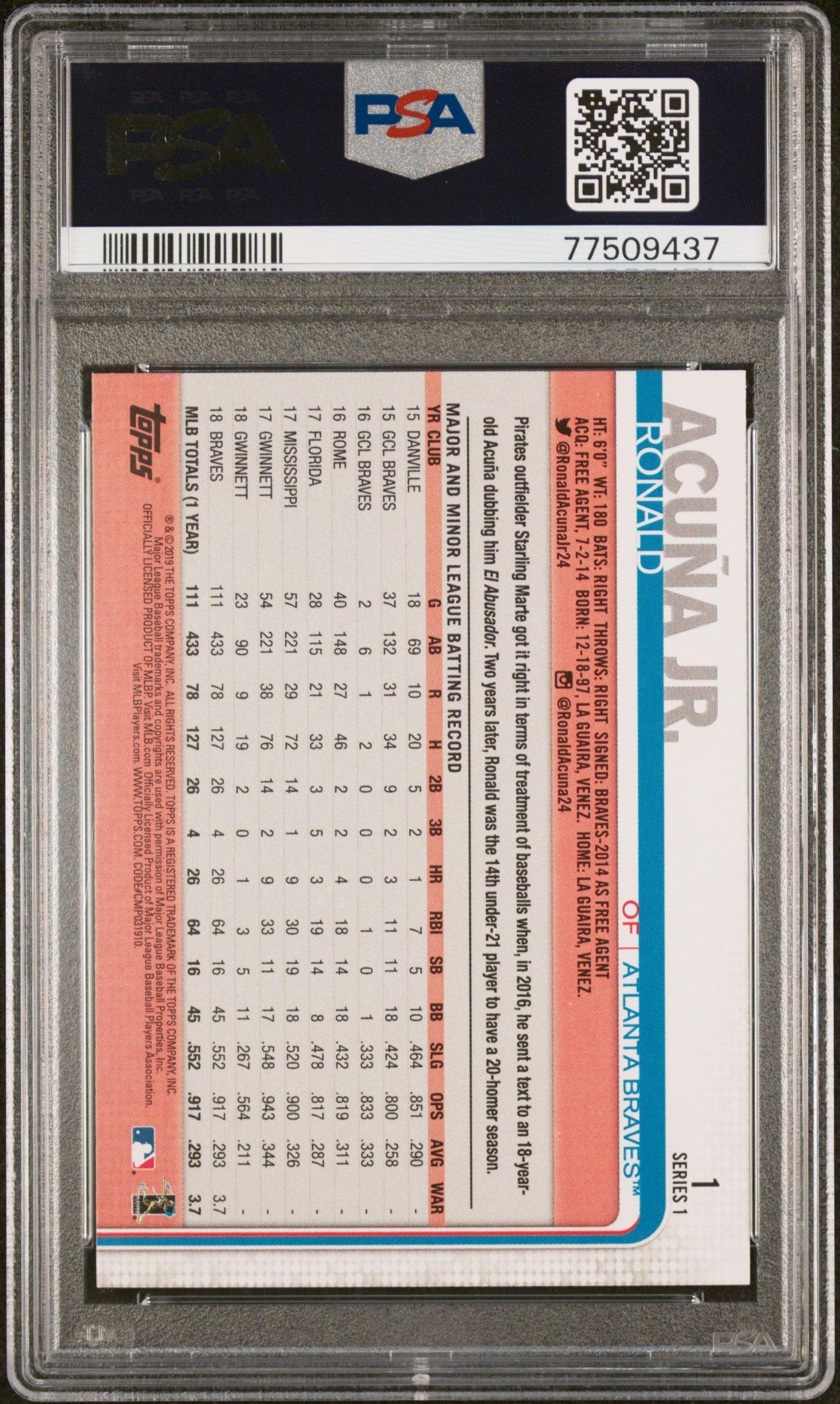 2019 Topps 1 Ronald Acuna Jr. Yellow PSA 10