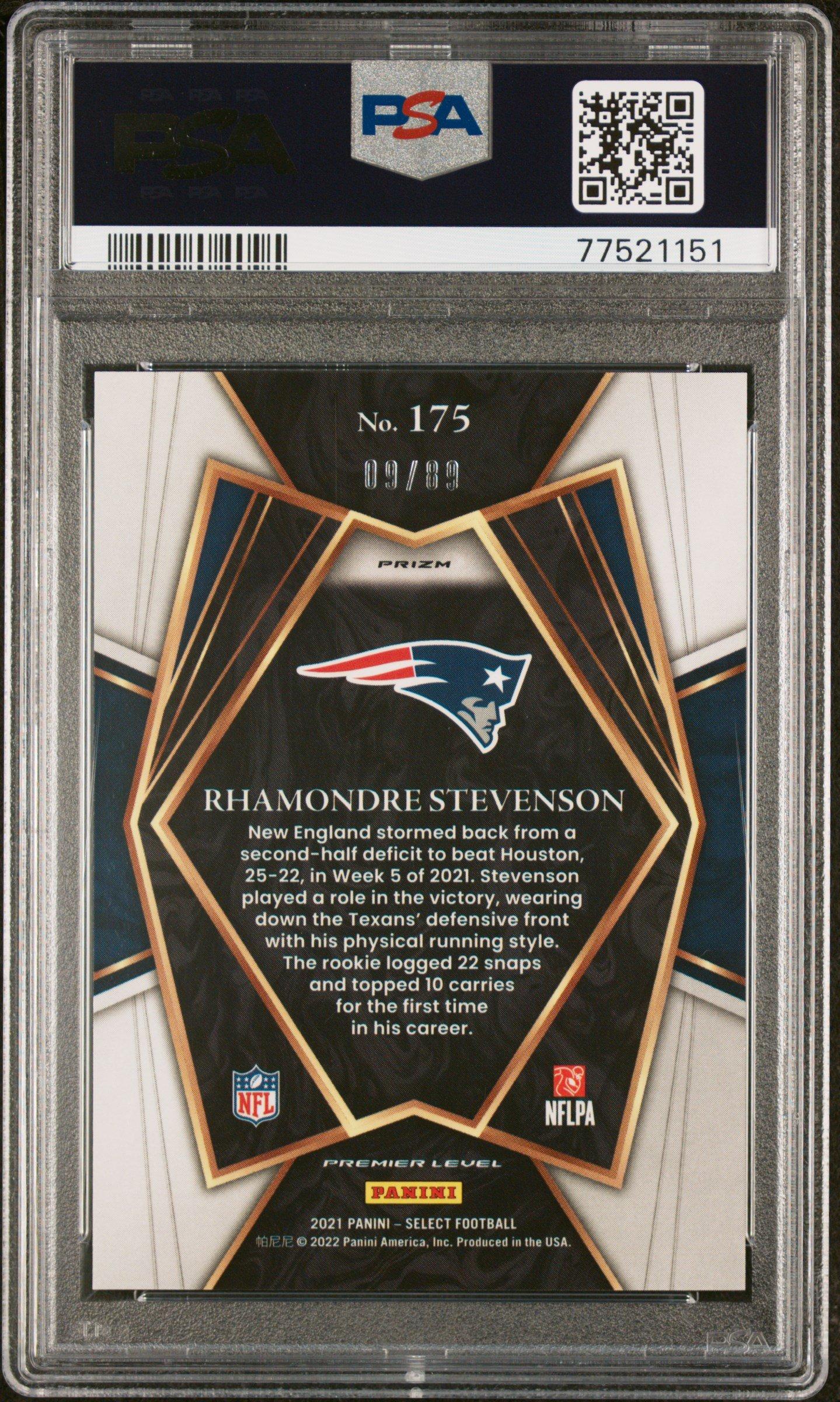 2021 Panini Select 175 Rhamondre Stevenson Dragon Scale PSA 10