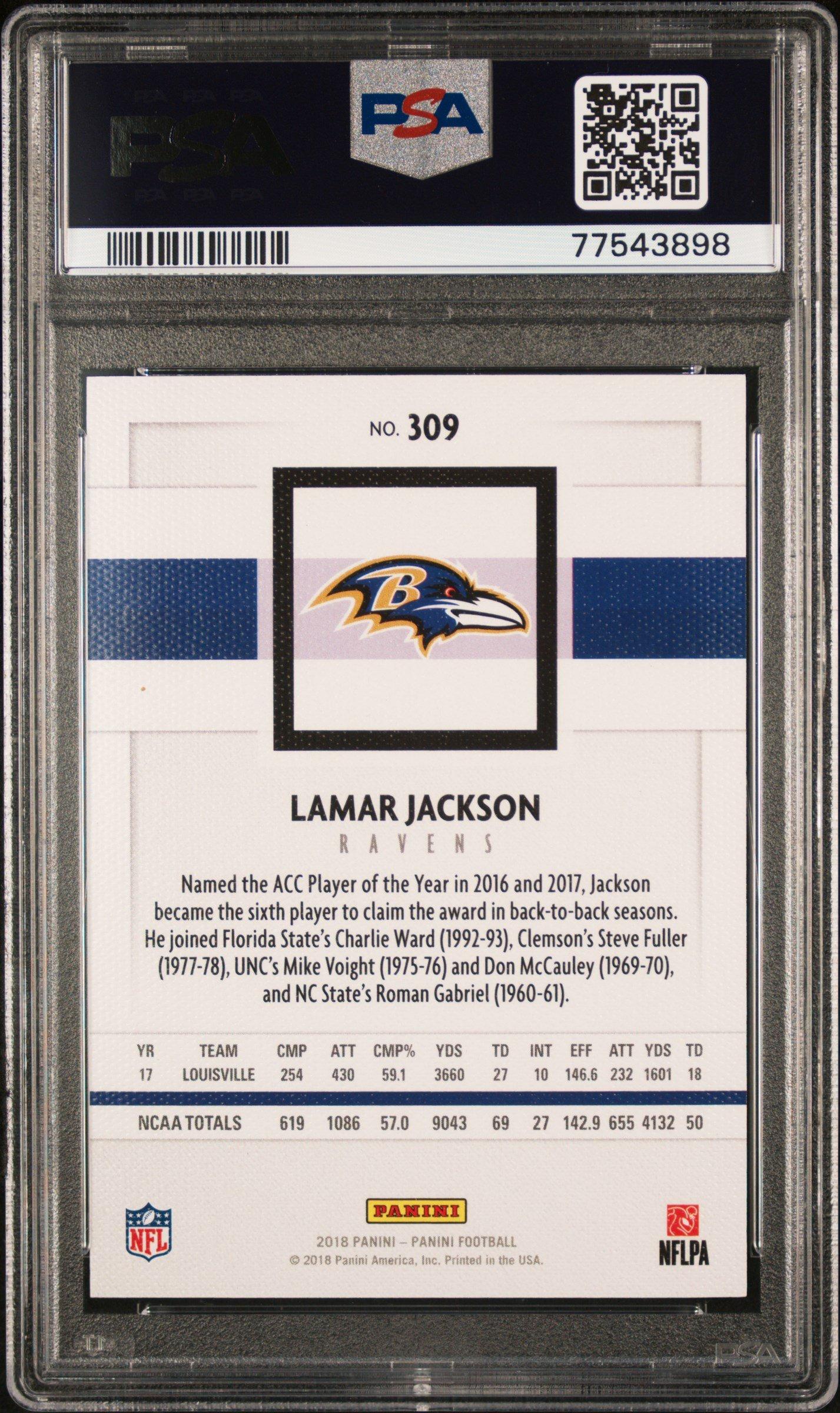 2018 Panini 309 Lamar Jackson PSA 9