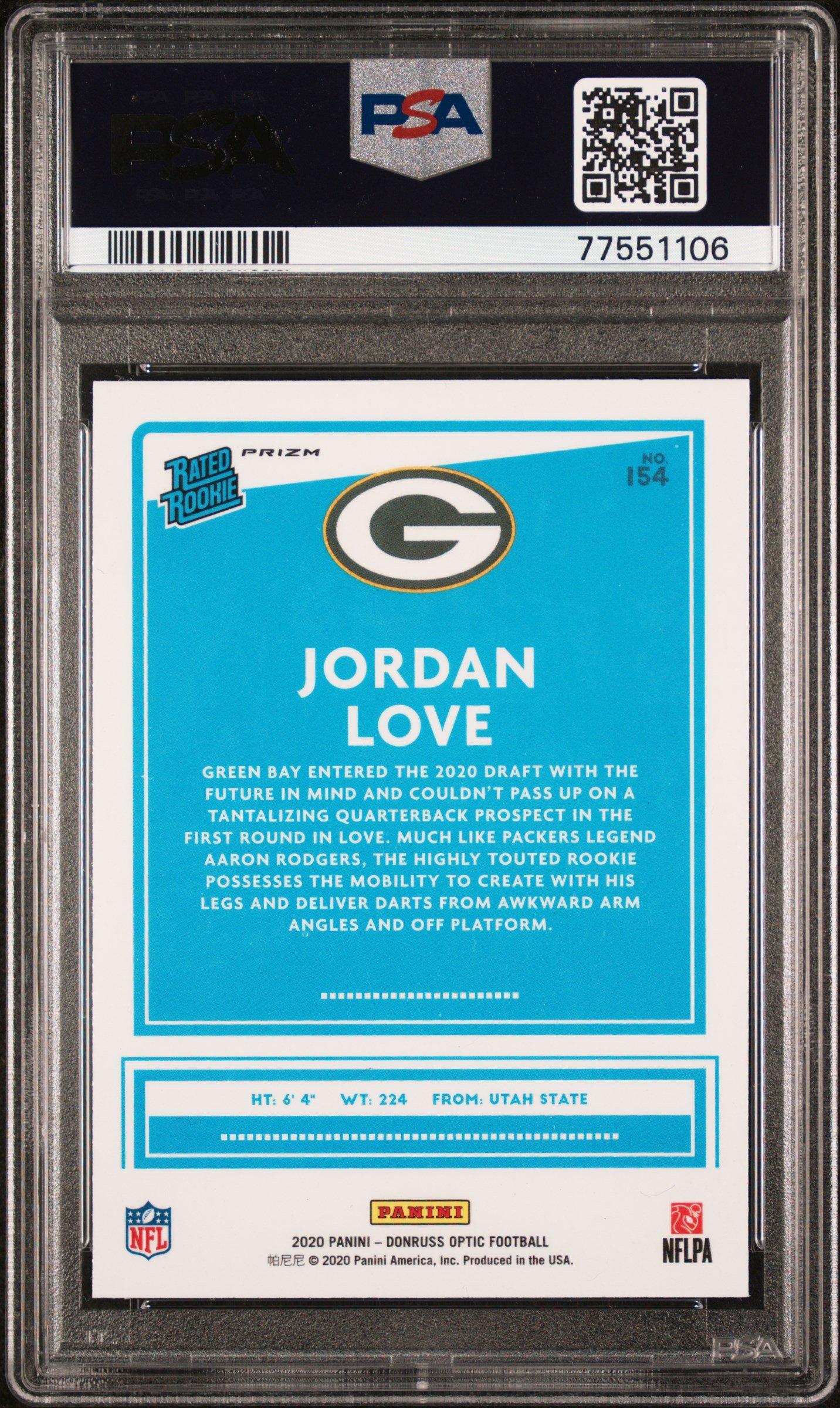 2020 Panini Donruss Optic 154 Jordan Love Bronze PSA 10