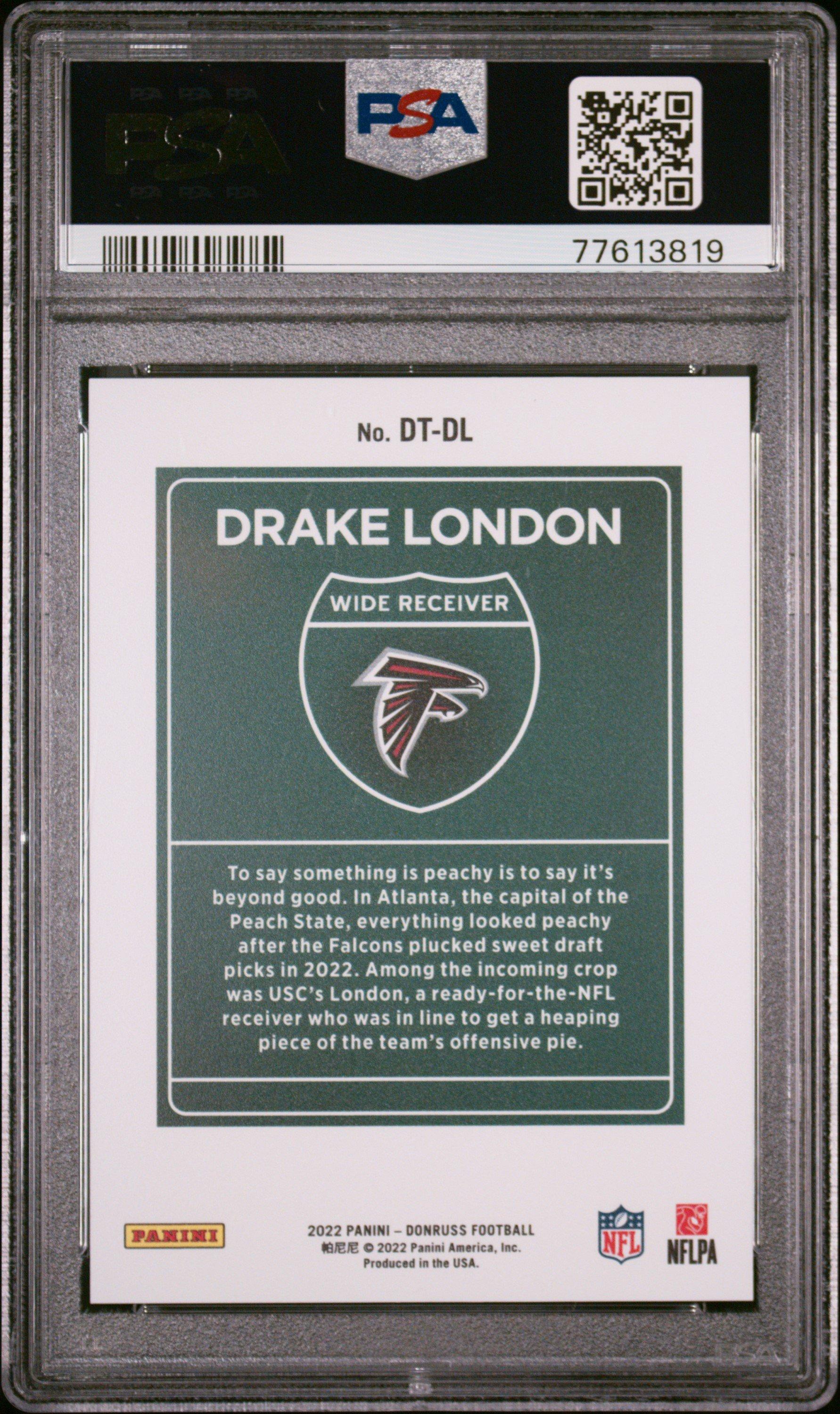 2022 Panini Donruss Downtown Dt-dl Drake London PSA 10