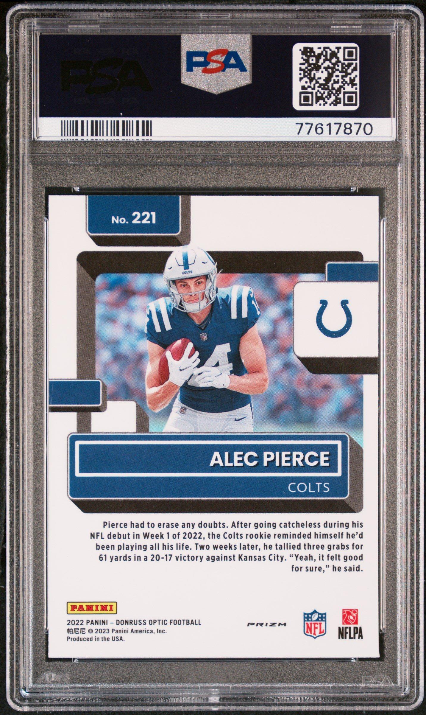 2022 Panini Donruss Optic 221 Alec Pierce Pink PSA 10