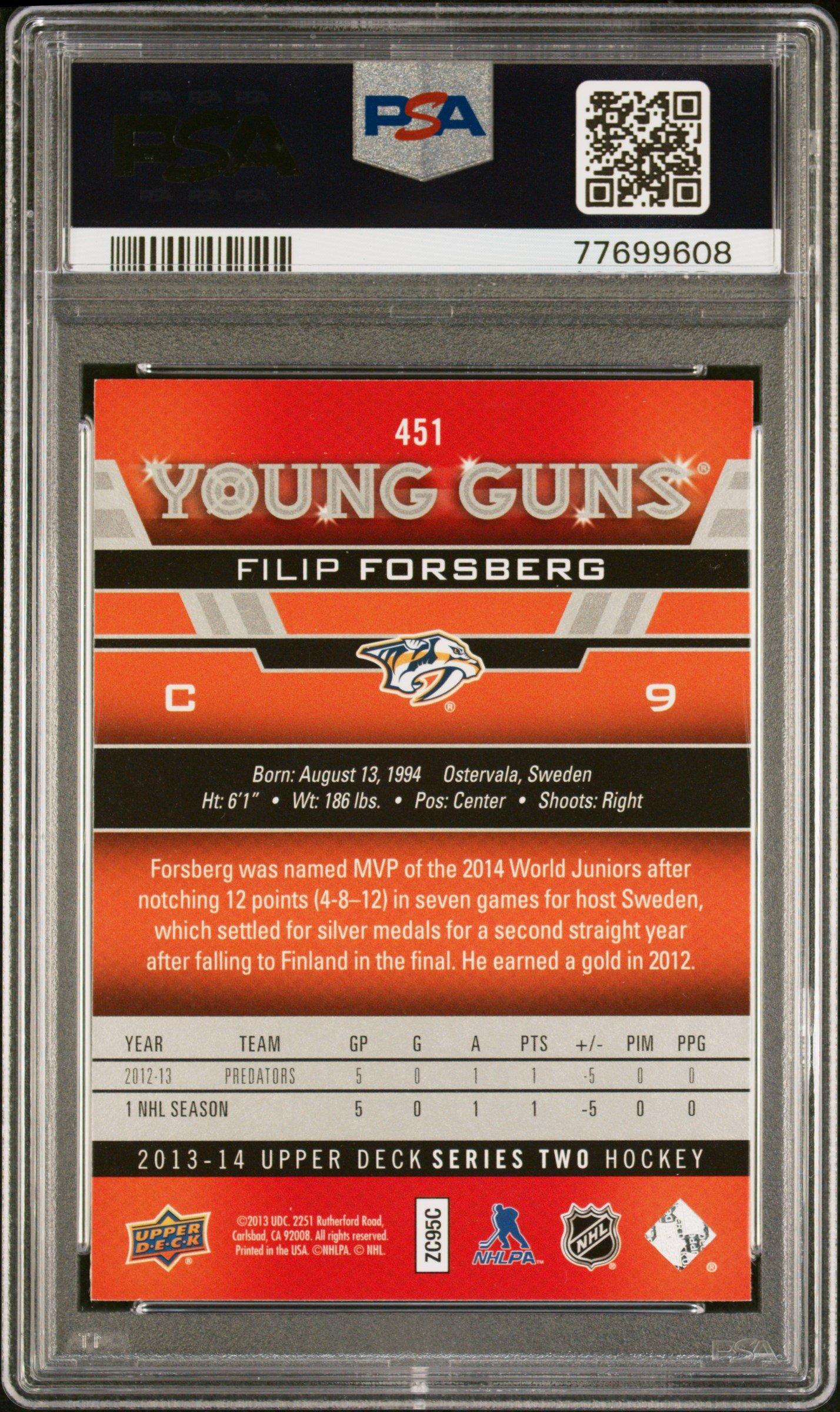 2013 Upper Deck 451 Filip Forsberg PSA 9