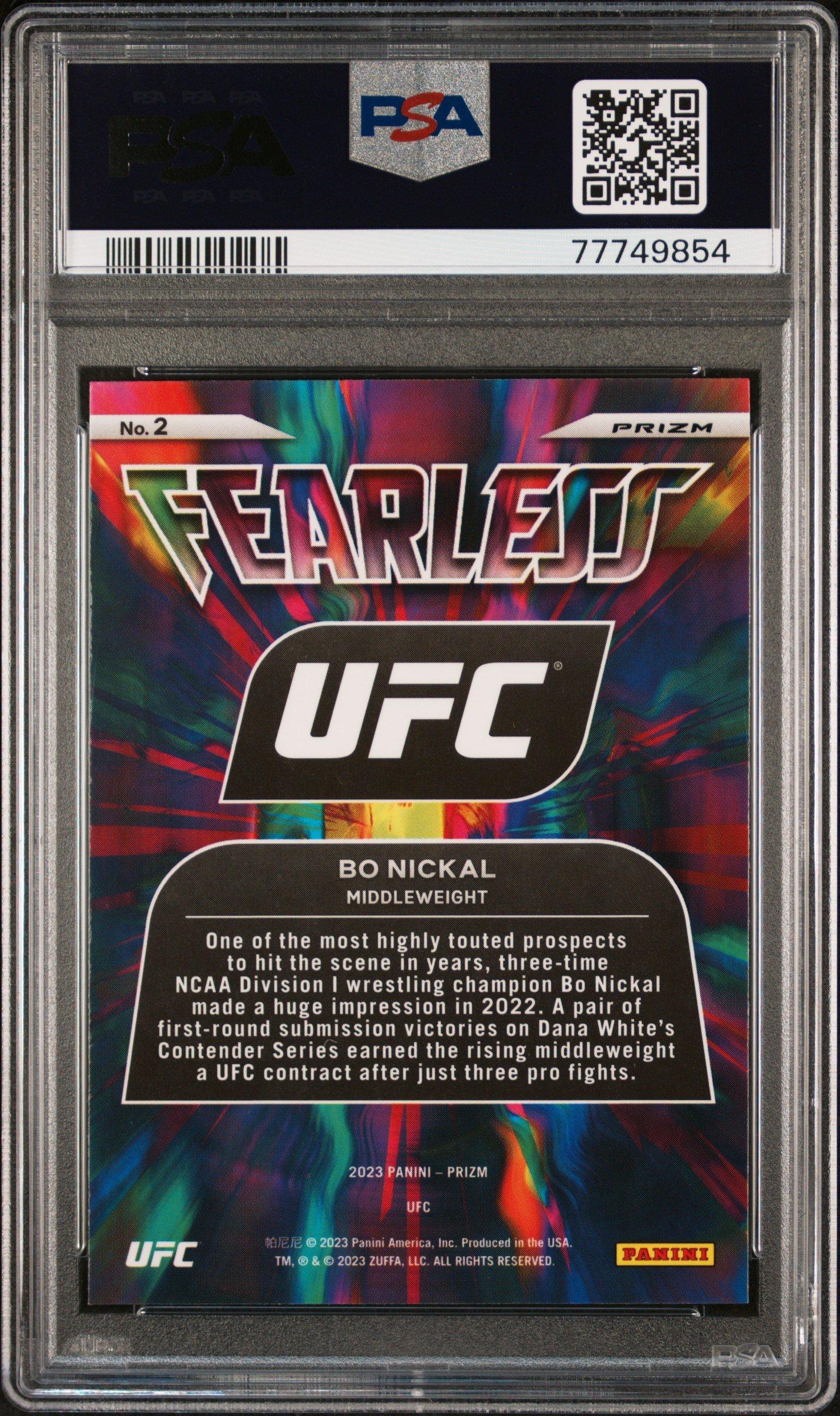 2023 Panini Prizm Ufc Fearless 2 Bo Nickal White Sparkle PSA 10