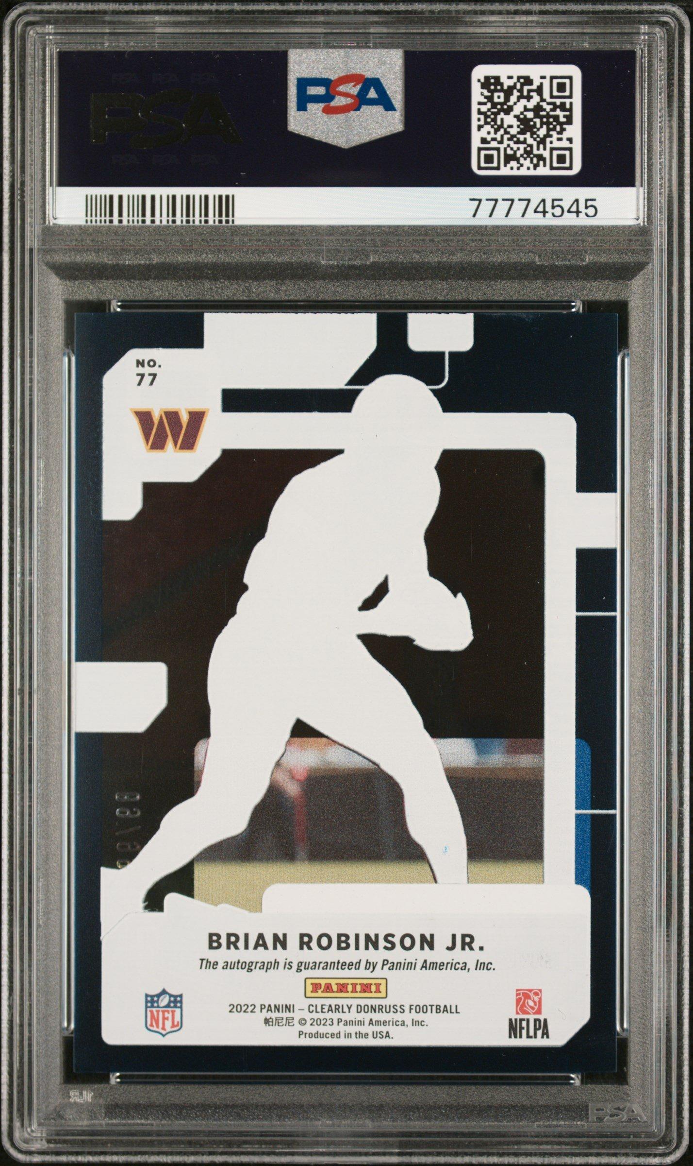 2022 Panini Clearly Donruss 77 Brian Robinson Jr. Autograph-blue PSA 10