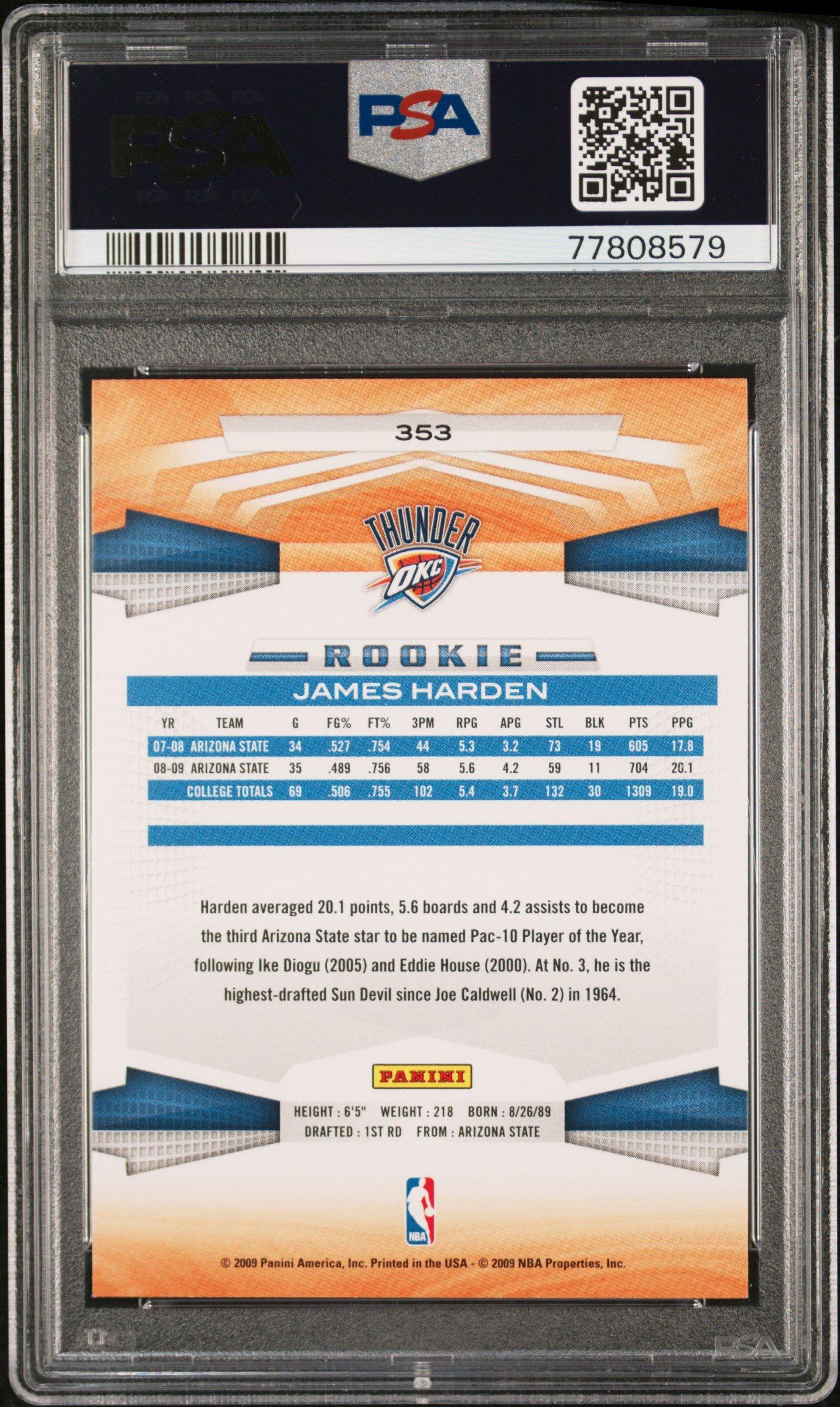 2009 Panini 353 James Harden PSA 9