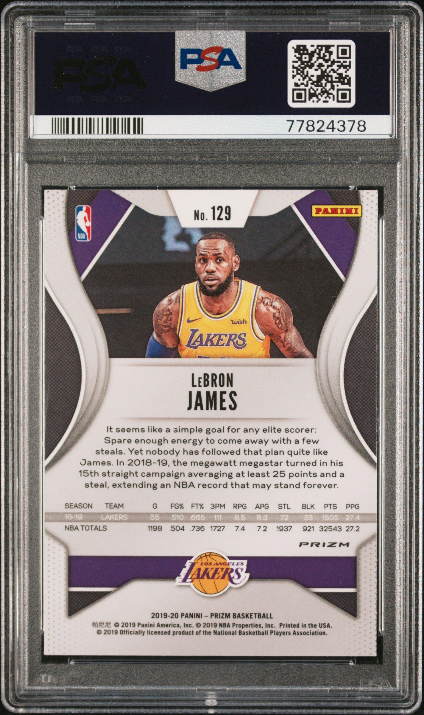 2019 Panini Prizm 129 Lebron James Silver Prizm PSA 10