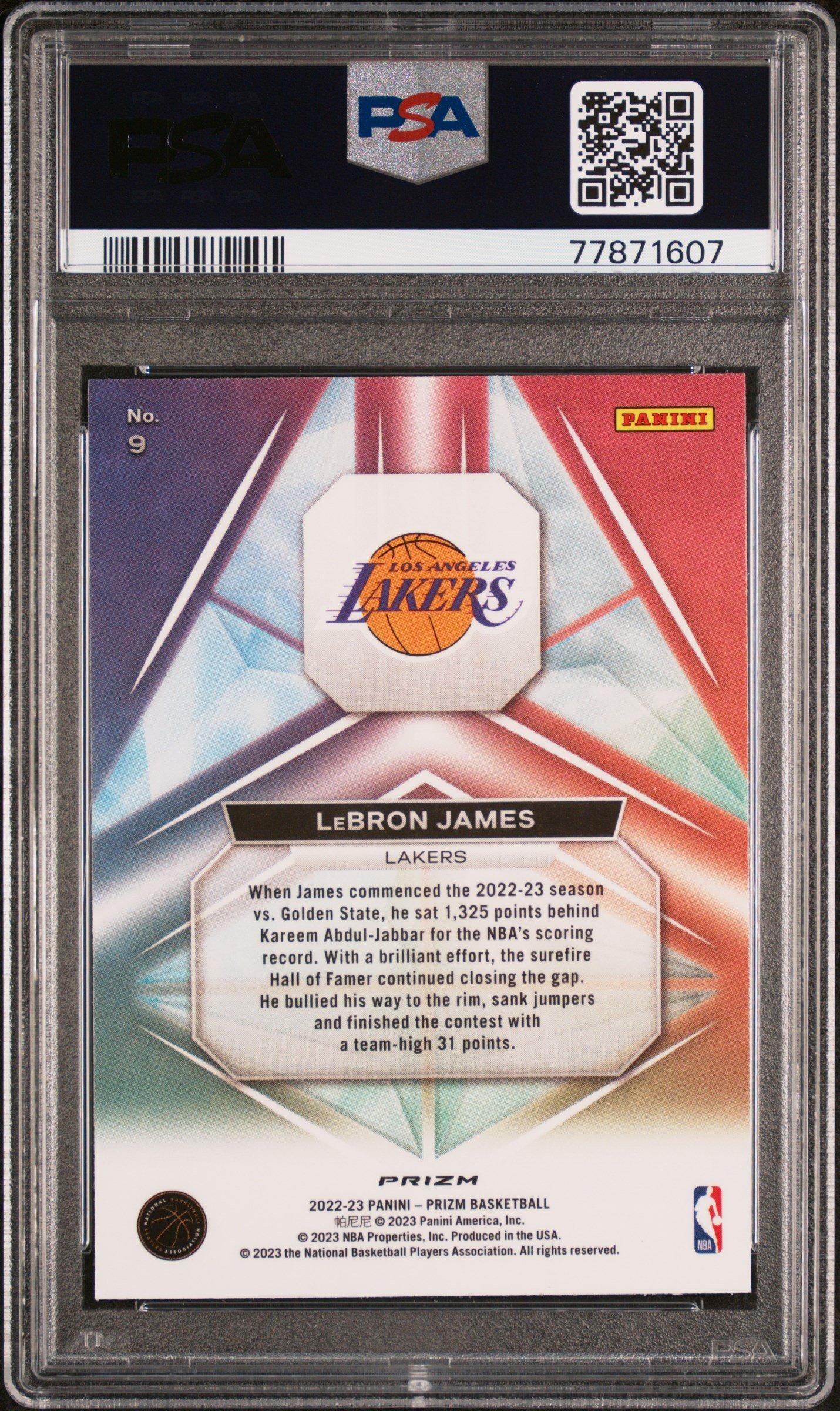 2022 Panini Prizm Prizmatic 9 Lebron James Fast Break PSA 10