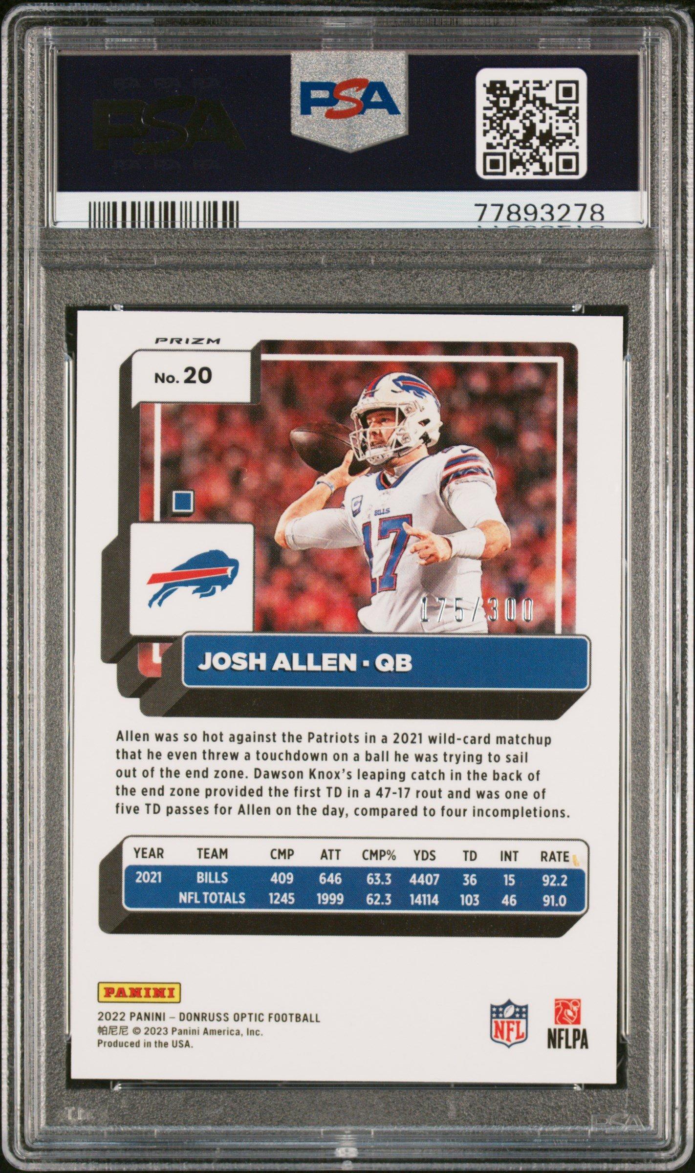 2022 Panini Donruss Optic 20 Josh Allen Wave PSA 9