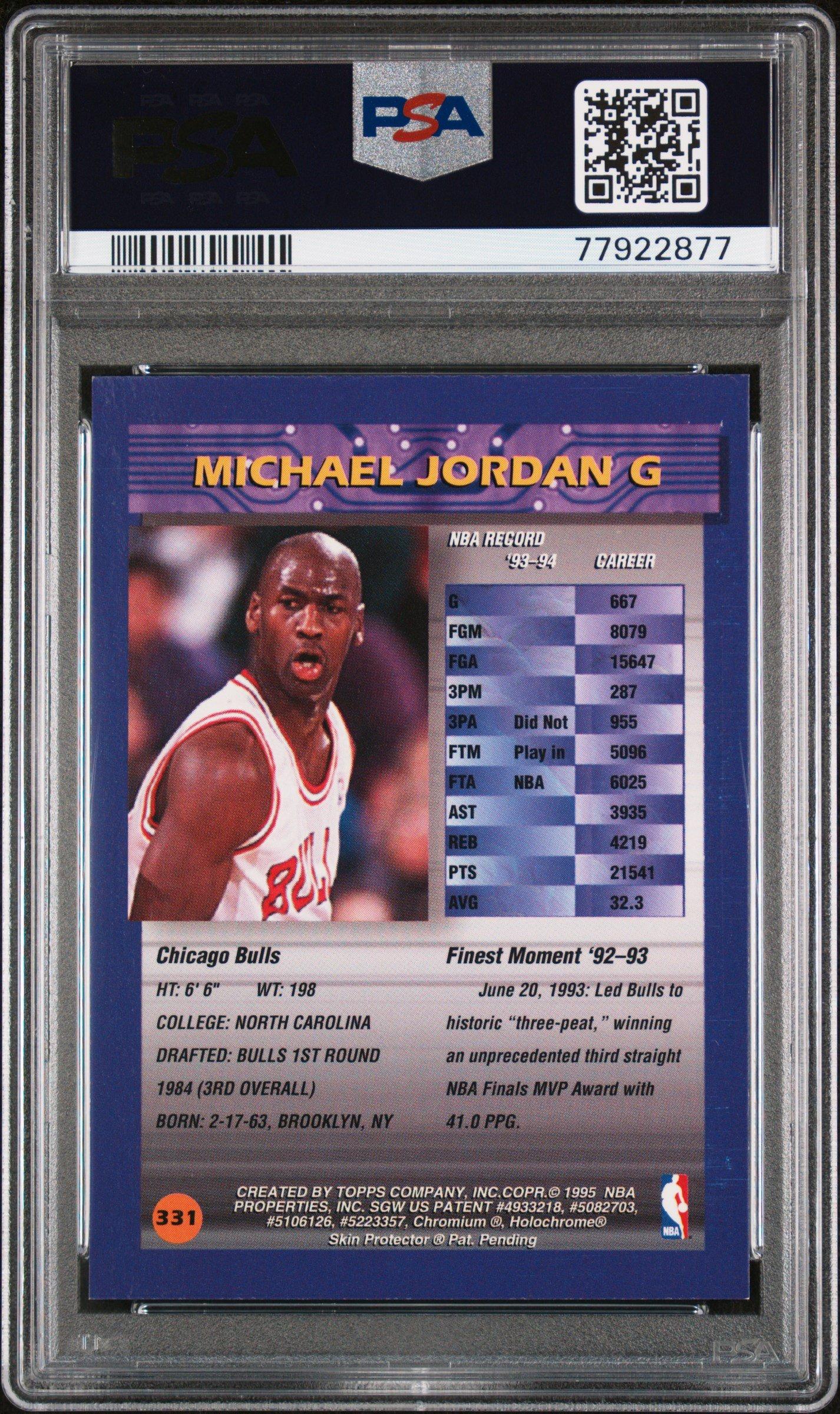 1994 Finest 331 Michael Jordan W/coating PSA 8