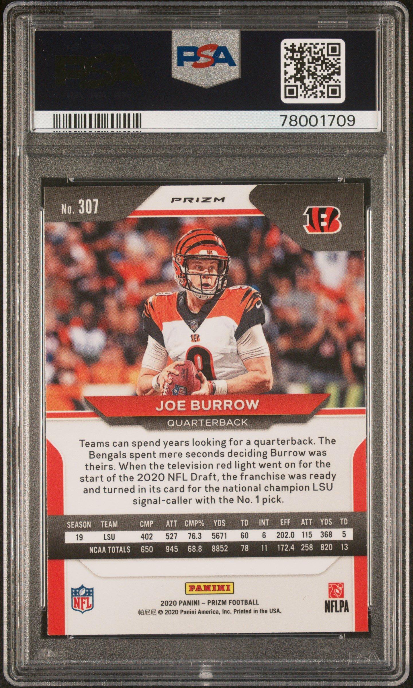 2020 Panini Prizm 307 Joe Burrow Red Ice PSA 9