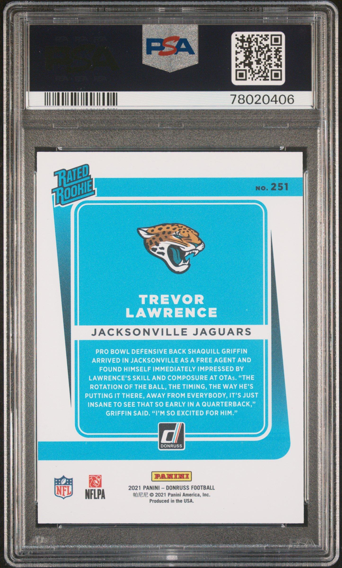 2021 Panini Donruss 251 Trevor Lawrence Premium PSA 9