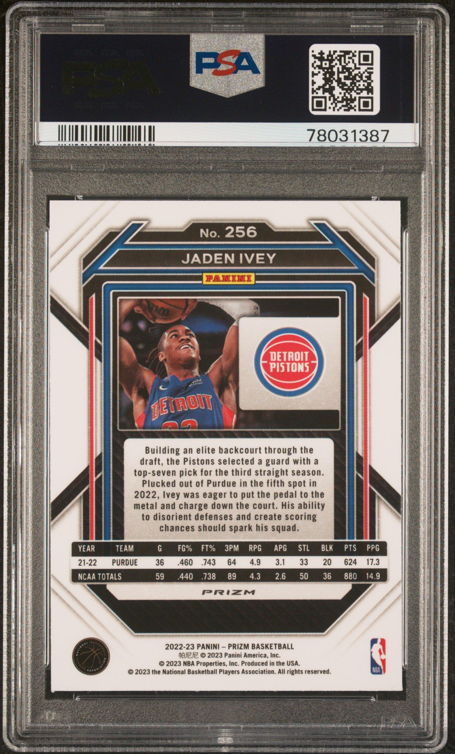 2022 Panini Prizm 256 Jaden Ivey Ice PSA 10 Graded Card | GameStop