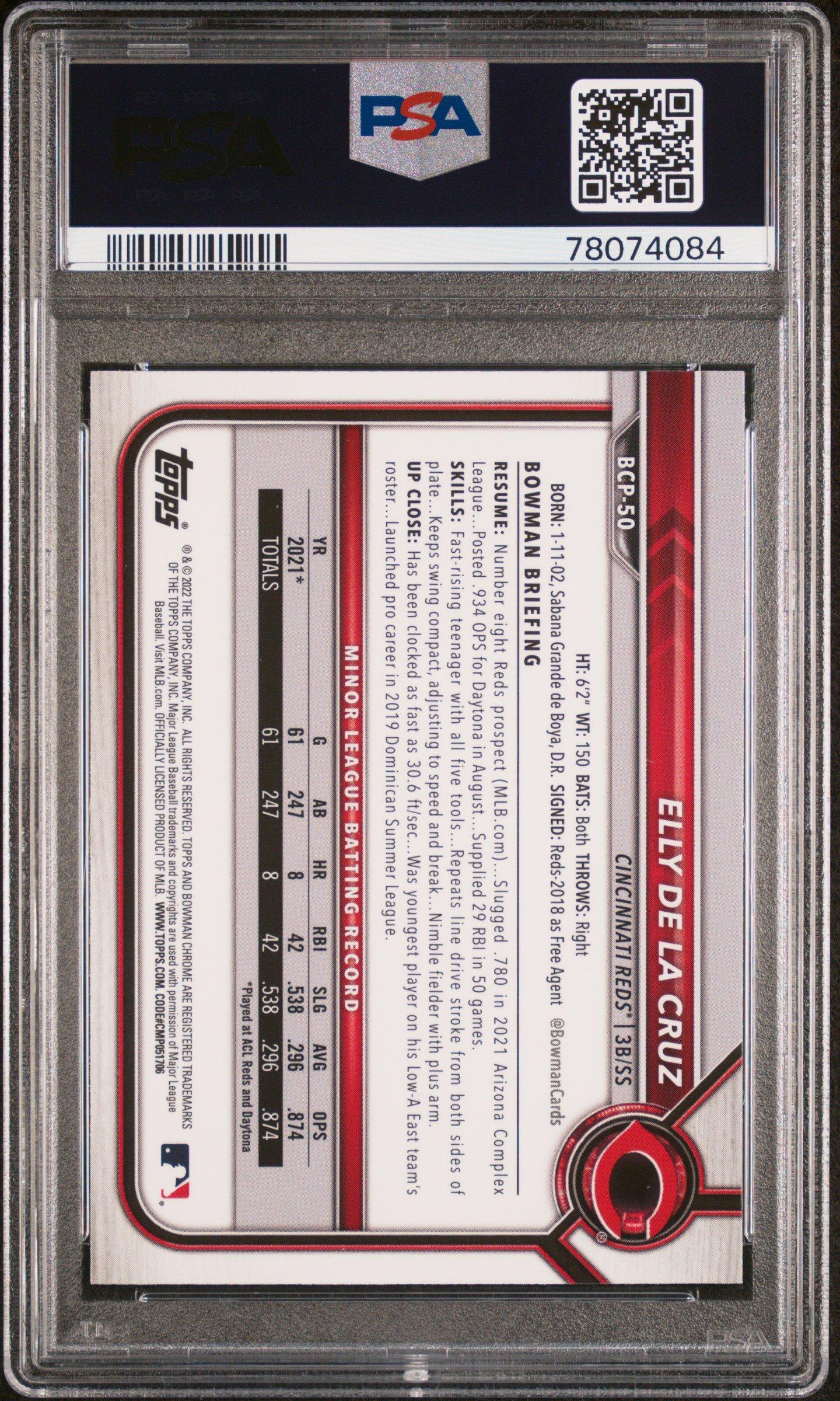 2022 Bowman Chrome Prospects Bcp50 Elly De La Cruz PSA