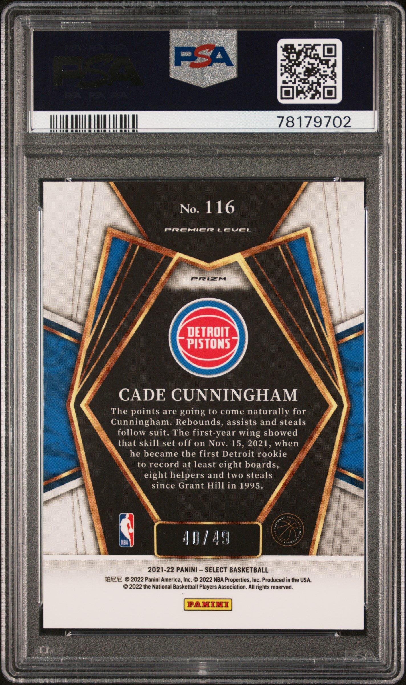 2021 Panini Select 116 Cade Cunningham Red Disco Prizm PSA 10
