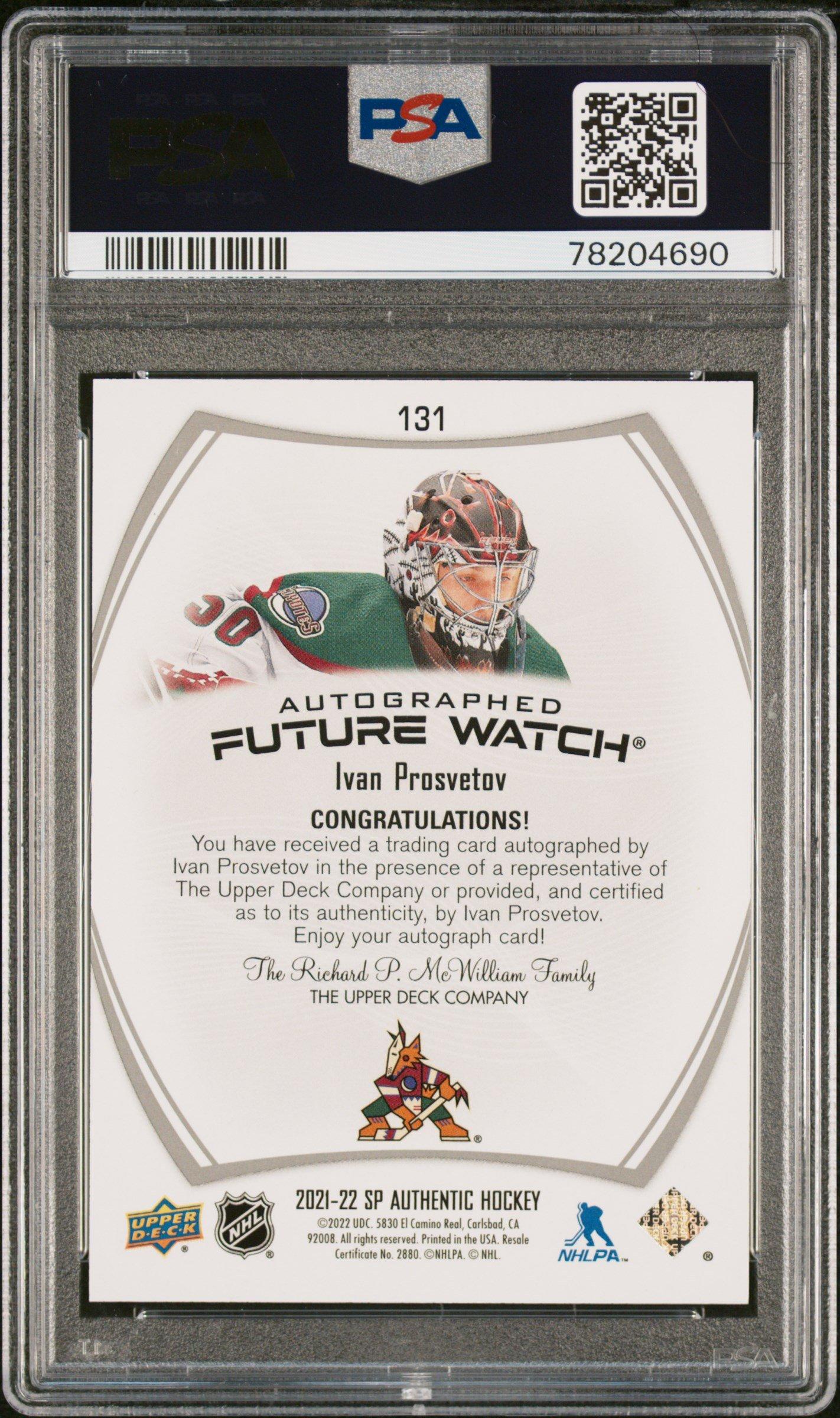 2021 Sp Authentic 131 Ivan Prosvetov Autograph PSA 10