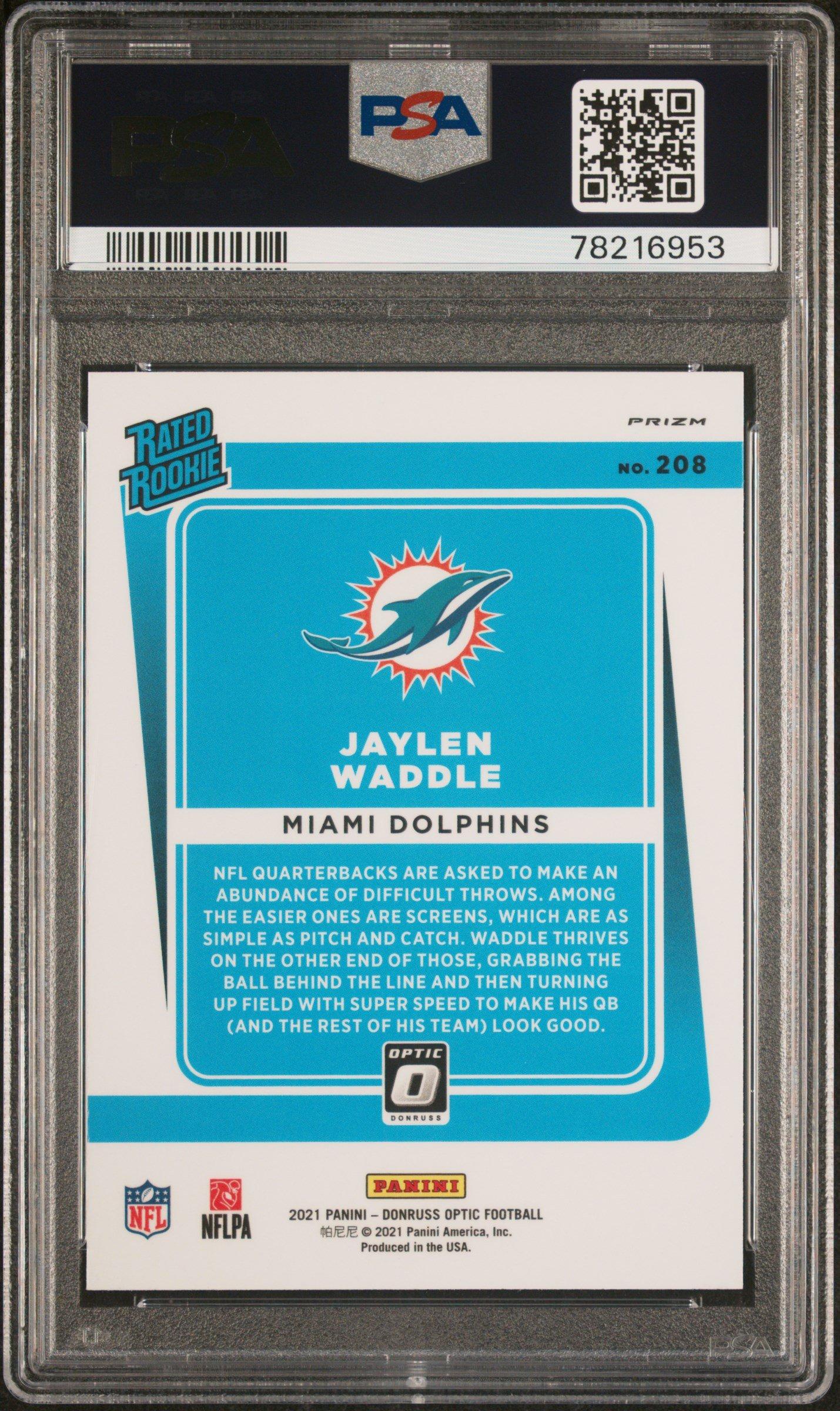 2021 Panini Donruss Optic 208 Jaylen Waddle Pink PSA 9