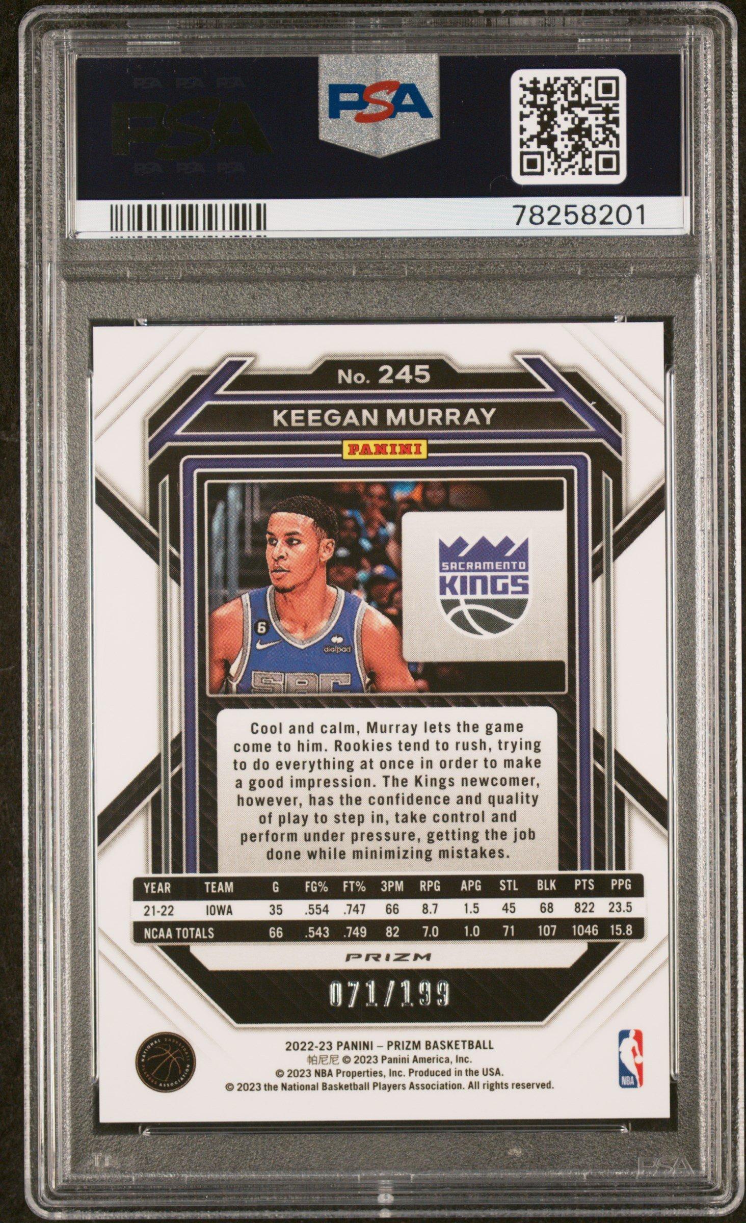 2022 Panini Prizm 245 Keegan Murray Blue Prizm PSA 10