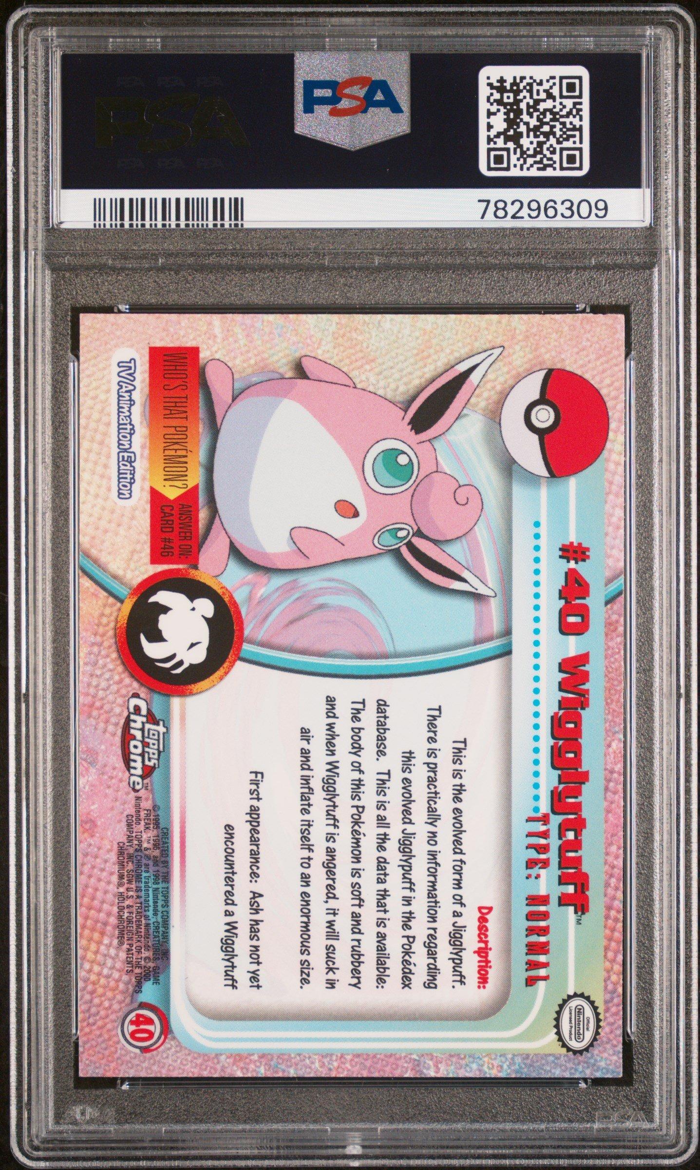2000 Topps Chrome Pokemon T.v. 40 Wigglytuff PSA 9