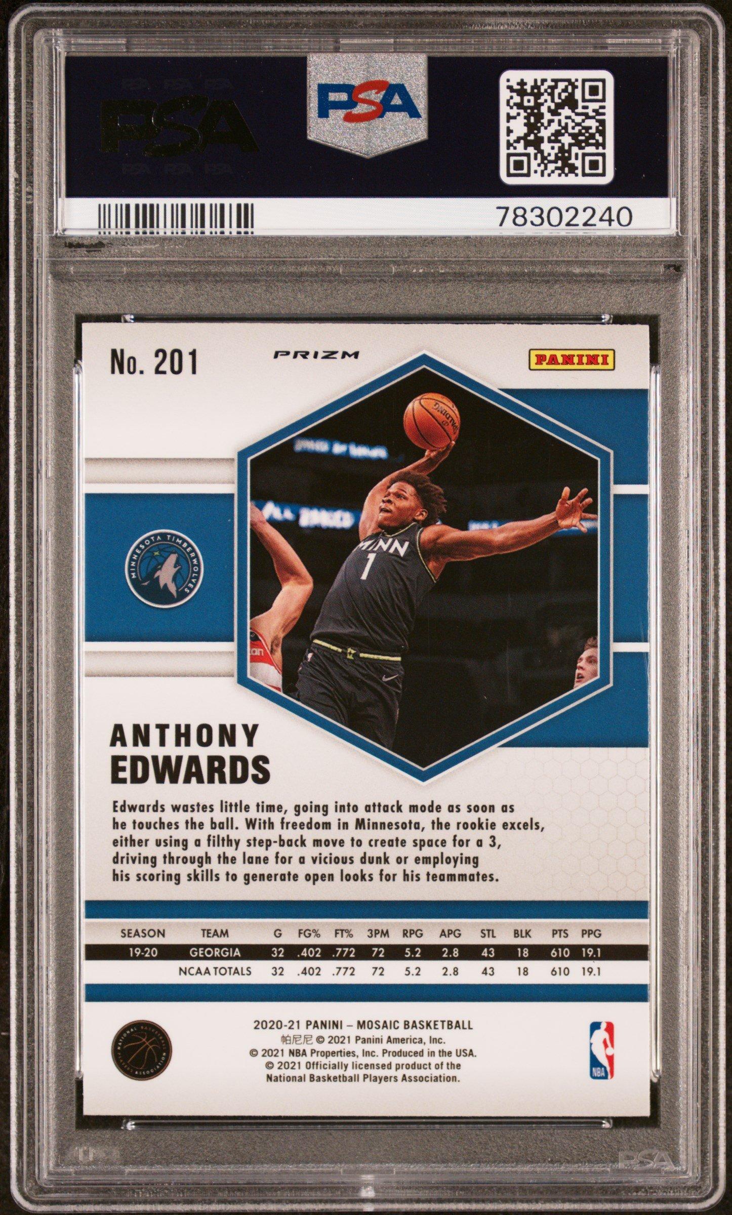 2020 Panini Mosaic 201 Anthony Edwards PSA