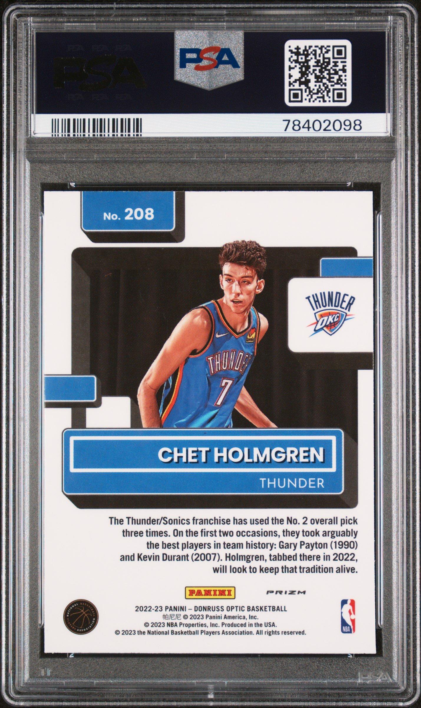 2022 Panini Donruss Optic 208 Chet Holmgren Hyper Pink PSA 9