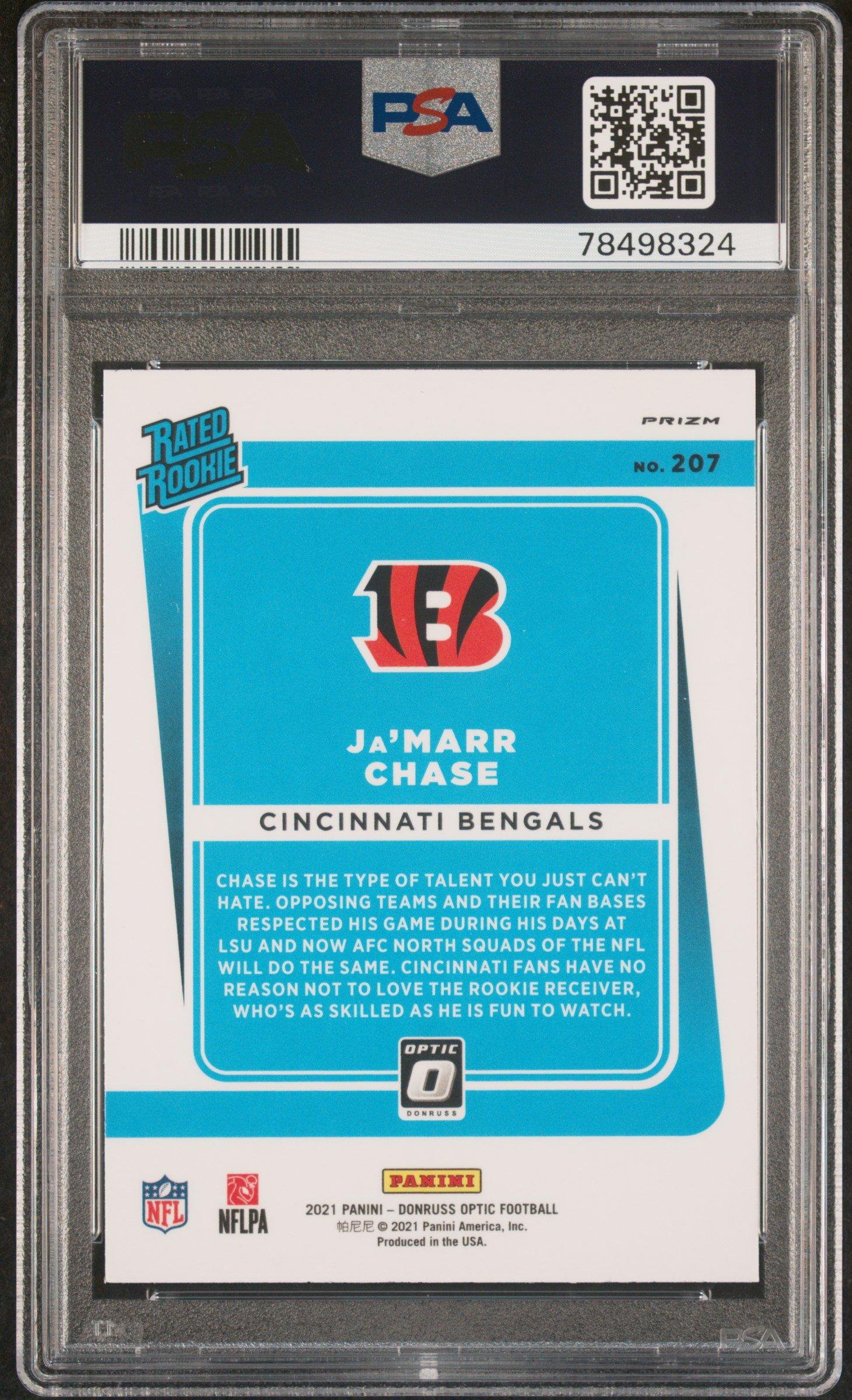 2021 Panini Donruss Optic 207 Ja'marr Chase Pink PSA 9
