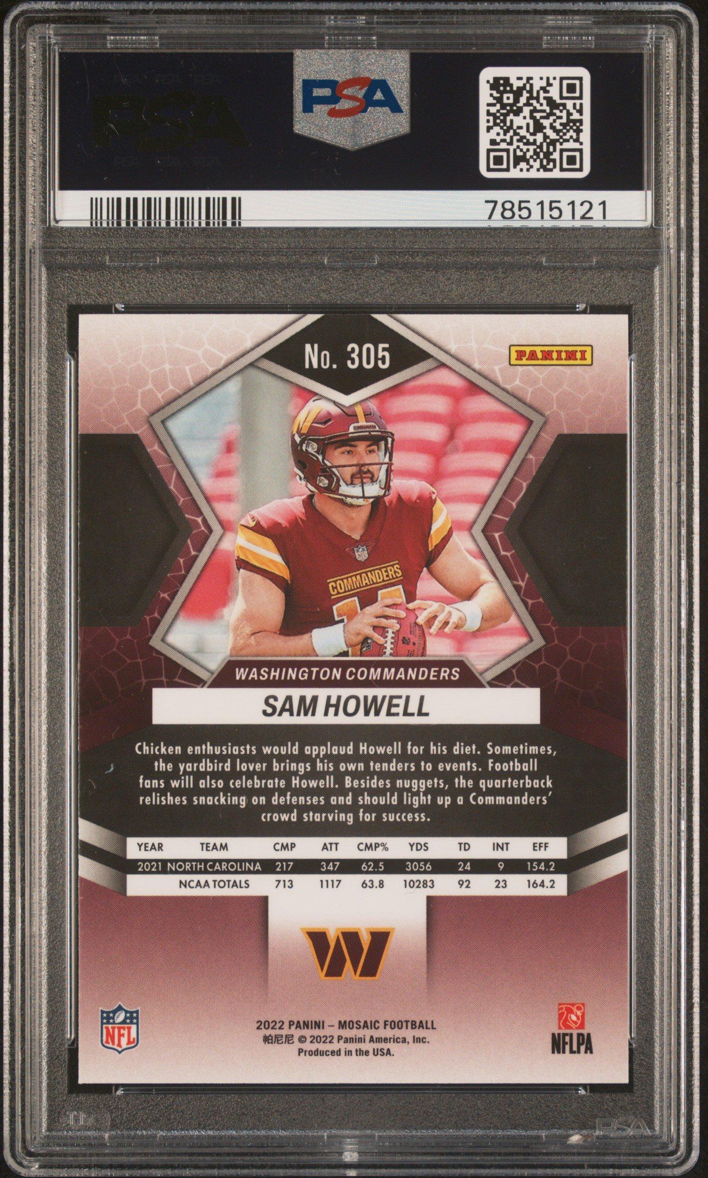 2022 Panini Mosaic 305 Sam Howell PSA 10