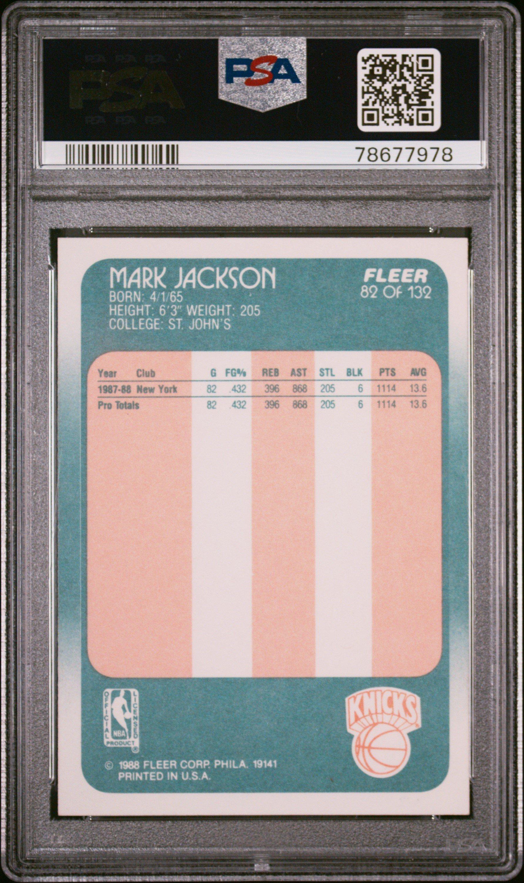 1988 Fleer 82 Mark Jackson PSA 9