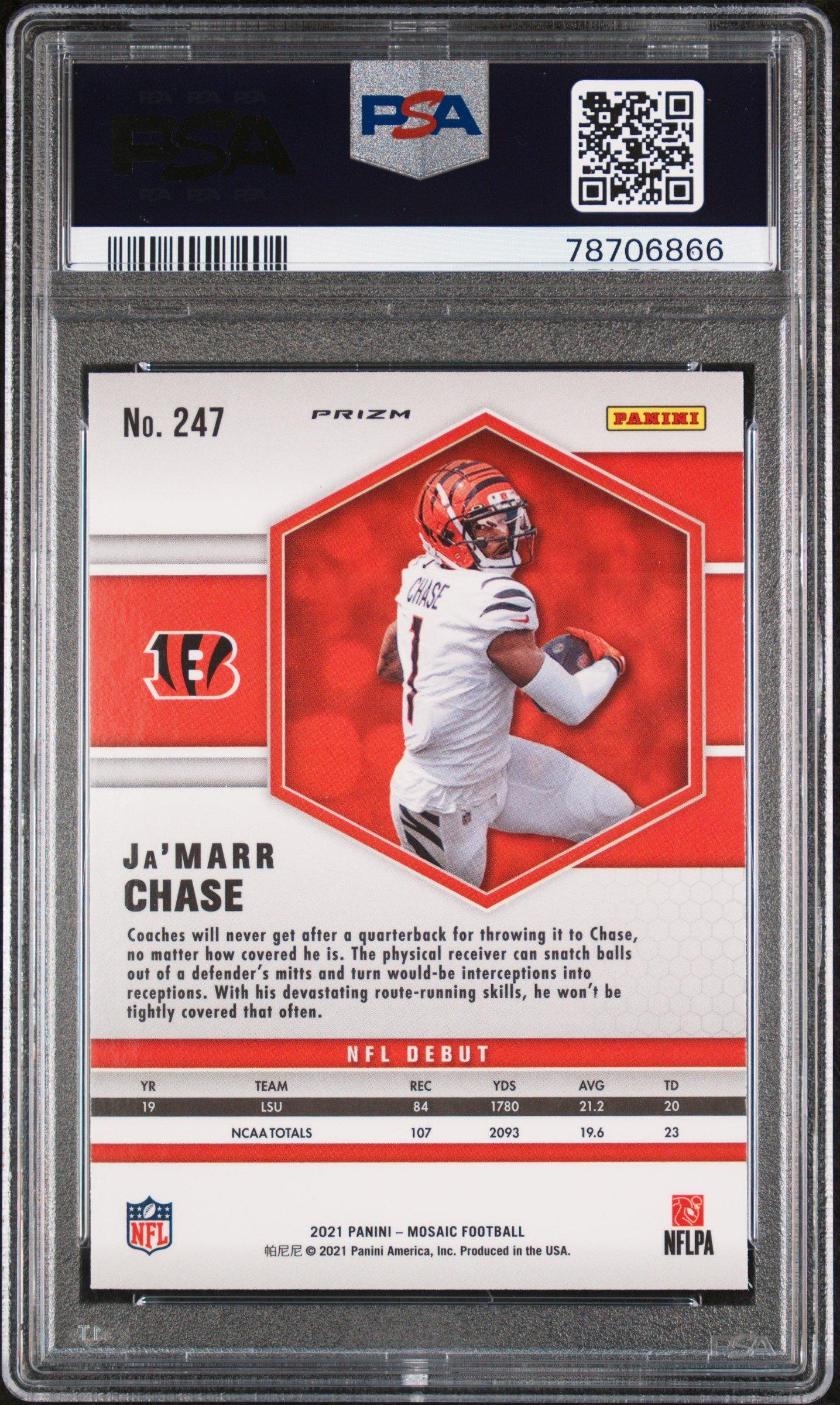 2021 Panini Mosaic 247 Ja’marr Chase Silver PSA 10