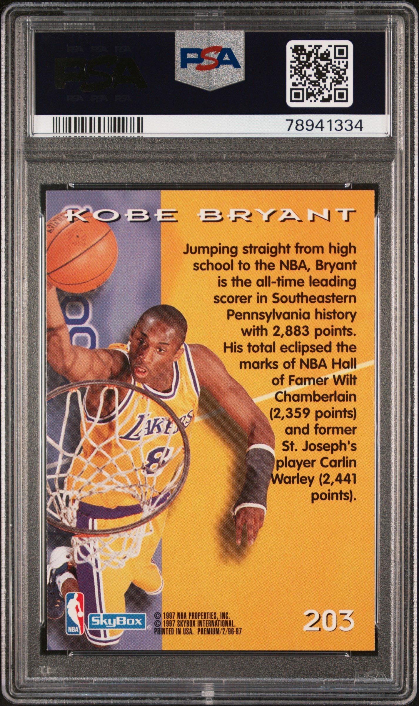 1996 Skybox Premium 203 Kobe Bryant PSA 9 Graded Card | GameStop