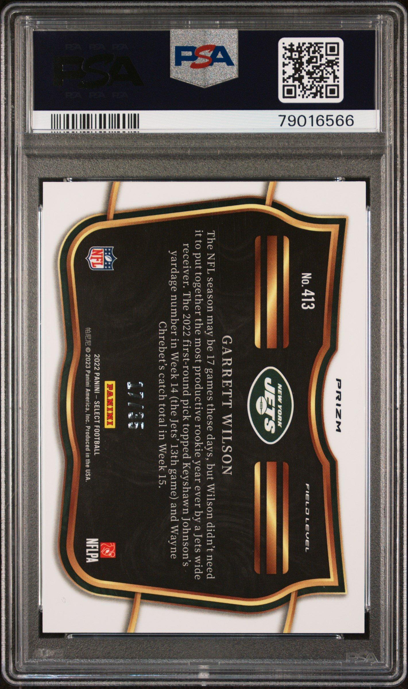 2022 Panini Select 413 Garrett Wilson White Prizm PSA 10