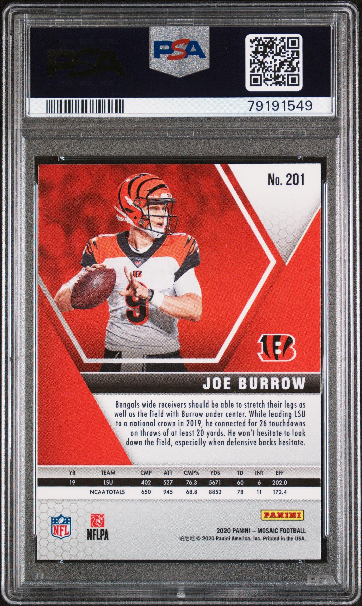 2020 Panini Mosaic 201 Joe Burrow PSA 10