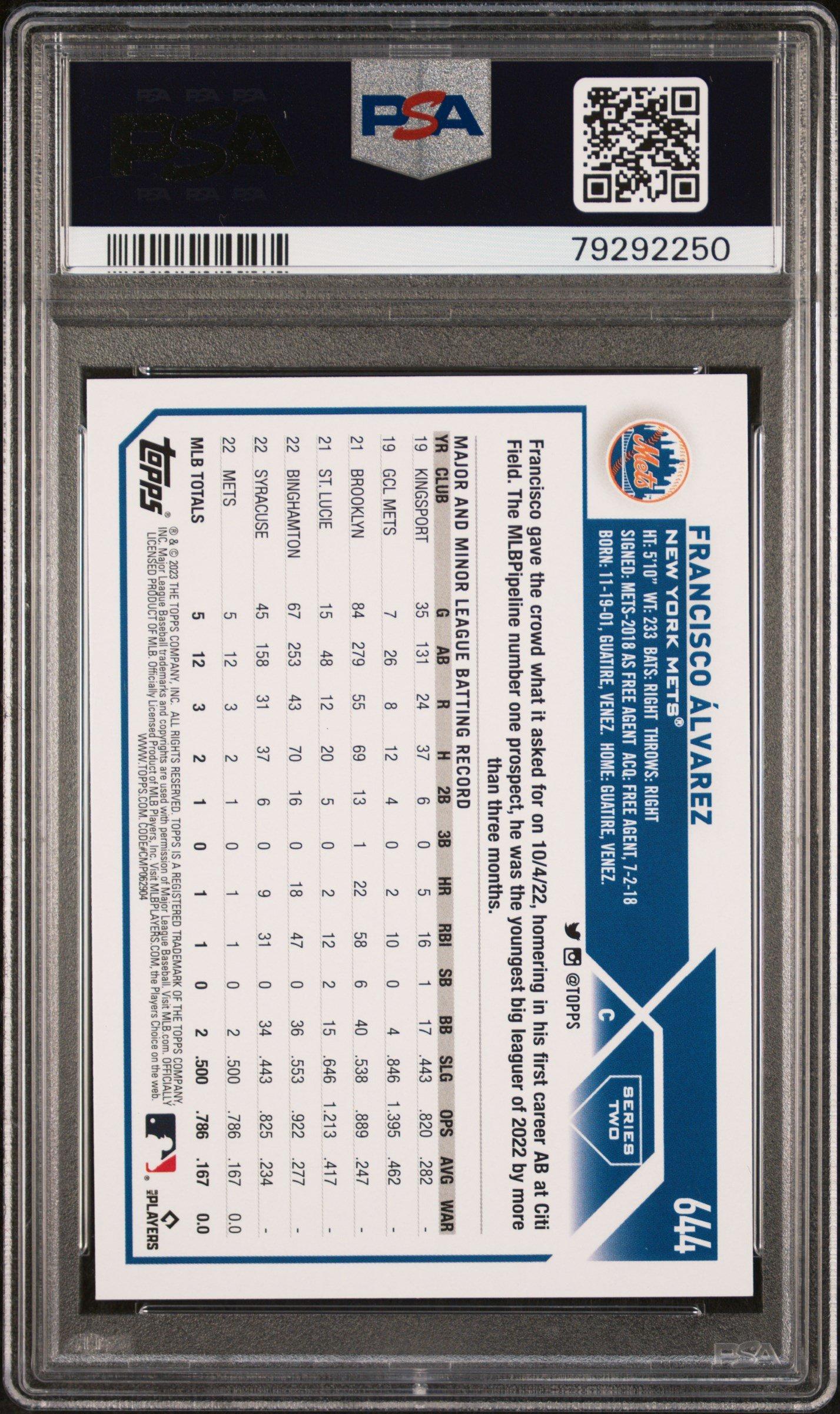 2023 Topps 644 Francisco Alvarez PSA 10