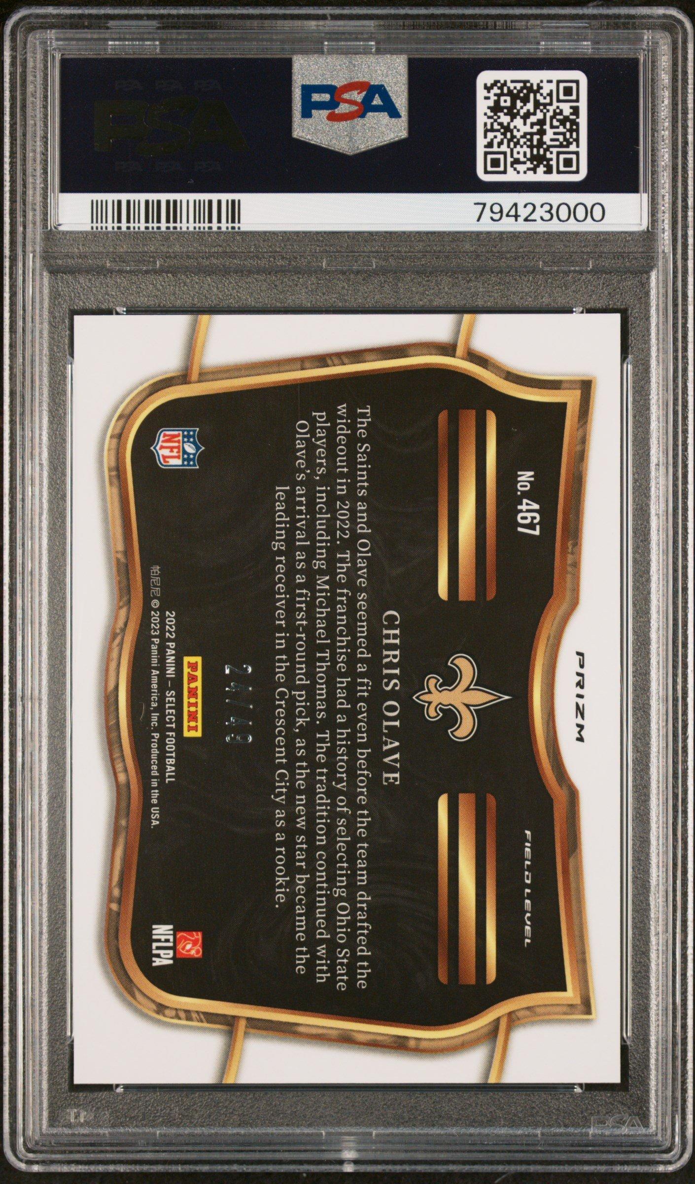 2022 Panini Select 467 Chris Olave Blue Prizm PSA 10