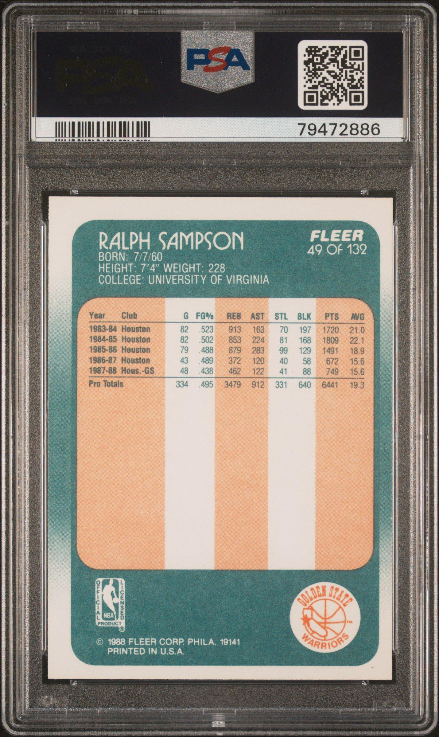 1988 Fleer 49 Ralph Sampson PSA 9