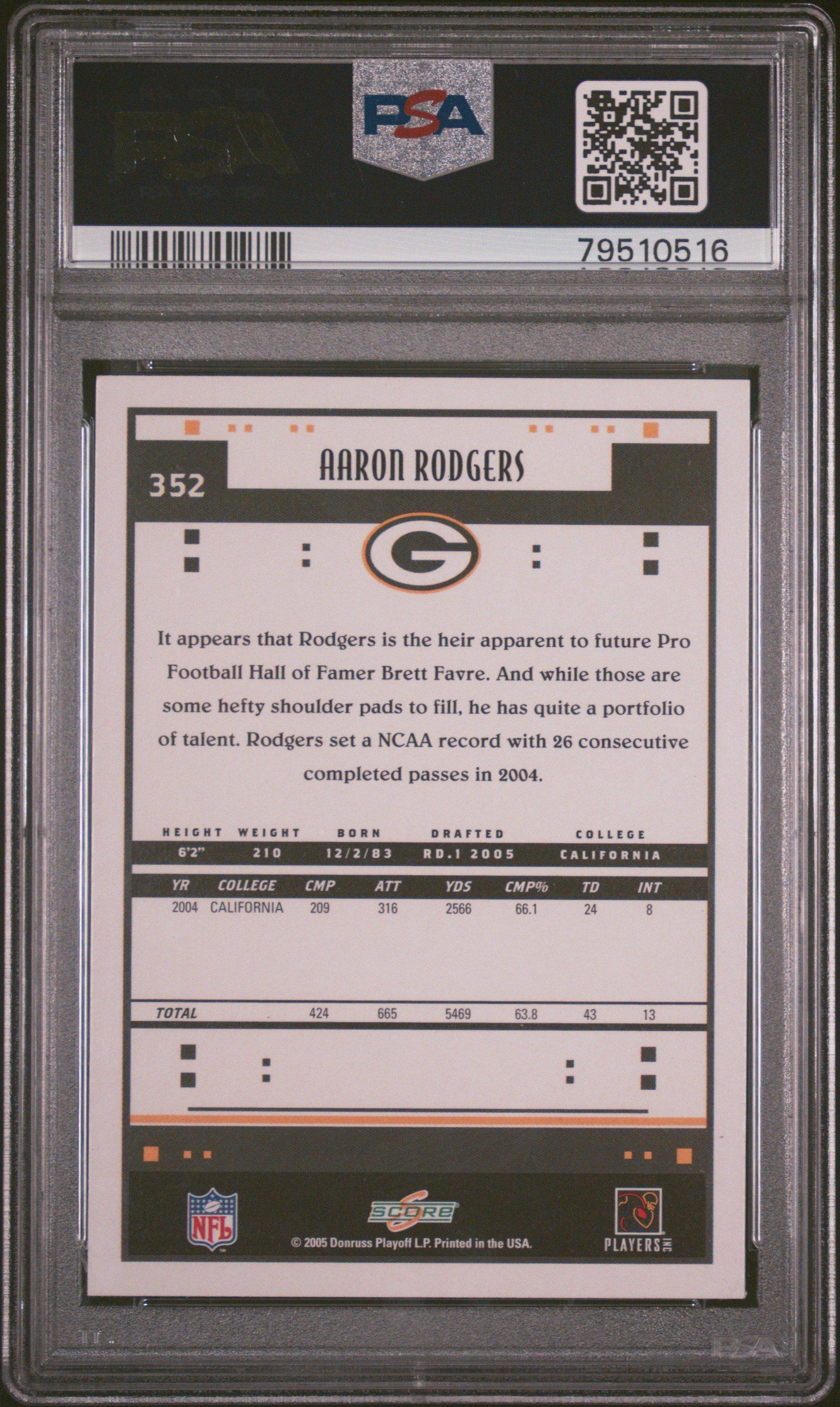 2005 Score 352 Aaron Rodgers PSA 9