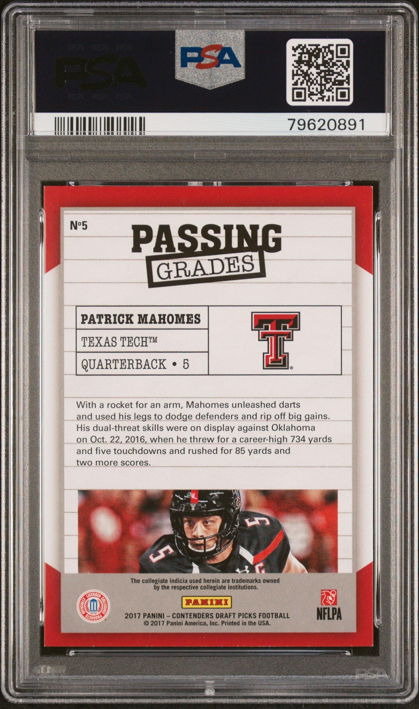 2017 Panini Contenders Draft Picks Passing Grades 5 Patrick Mahomes Ii PSA 9