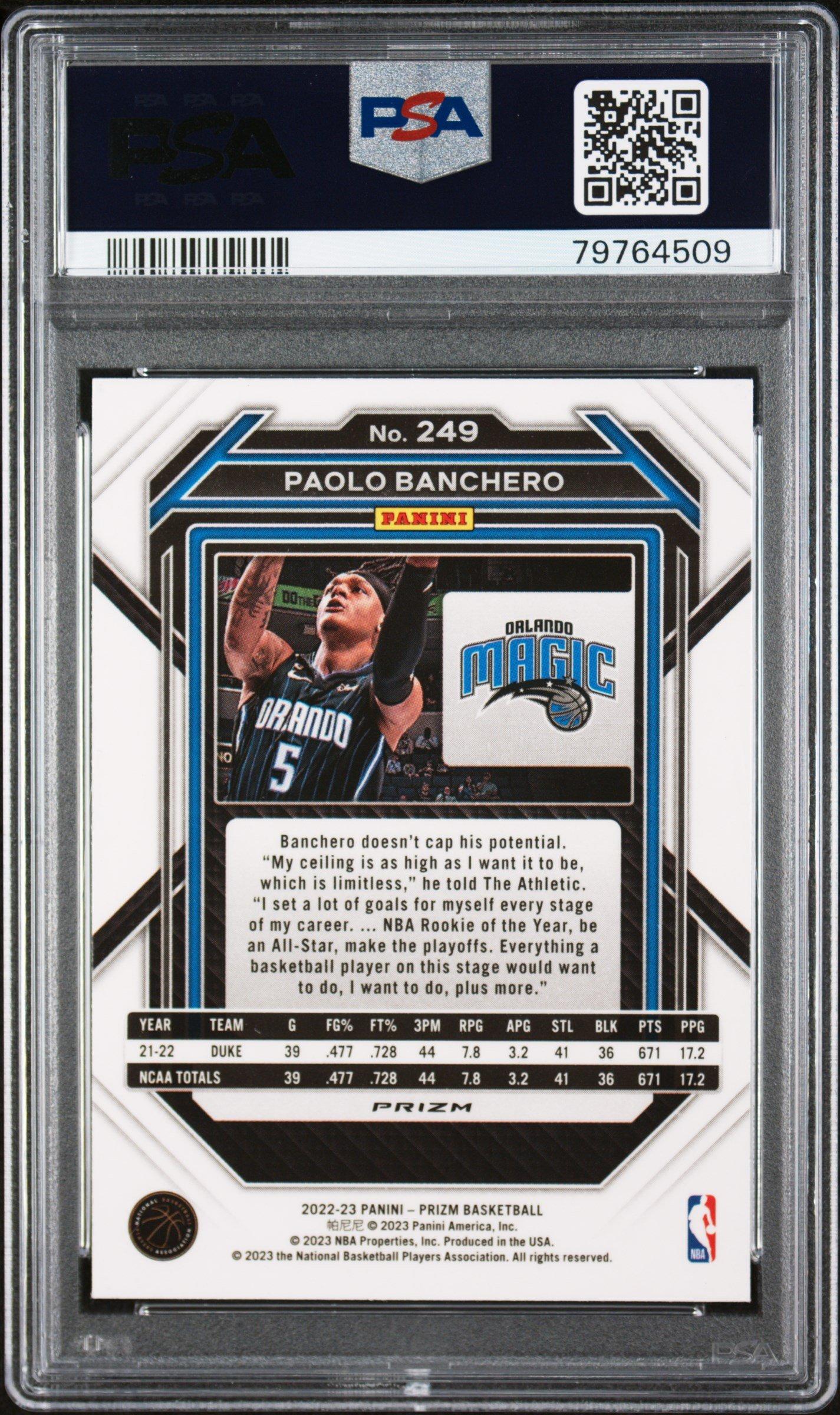 2022 Panini Prizm 249 Paolo Banchero Ice PSA