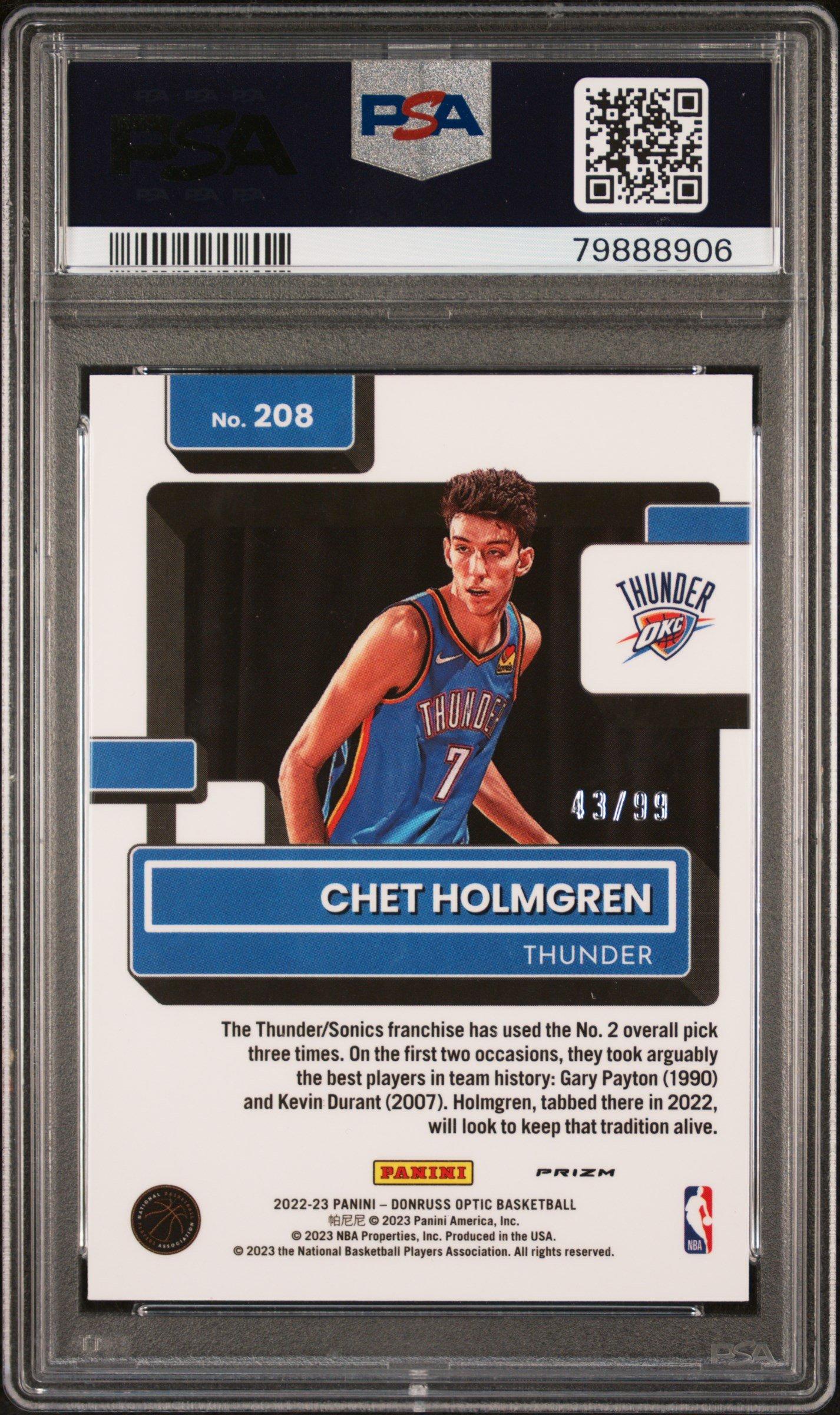 2022 Panini Donruss Optic 208 Chet Holmgren Copper Glitter PSA 9