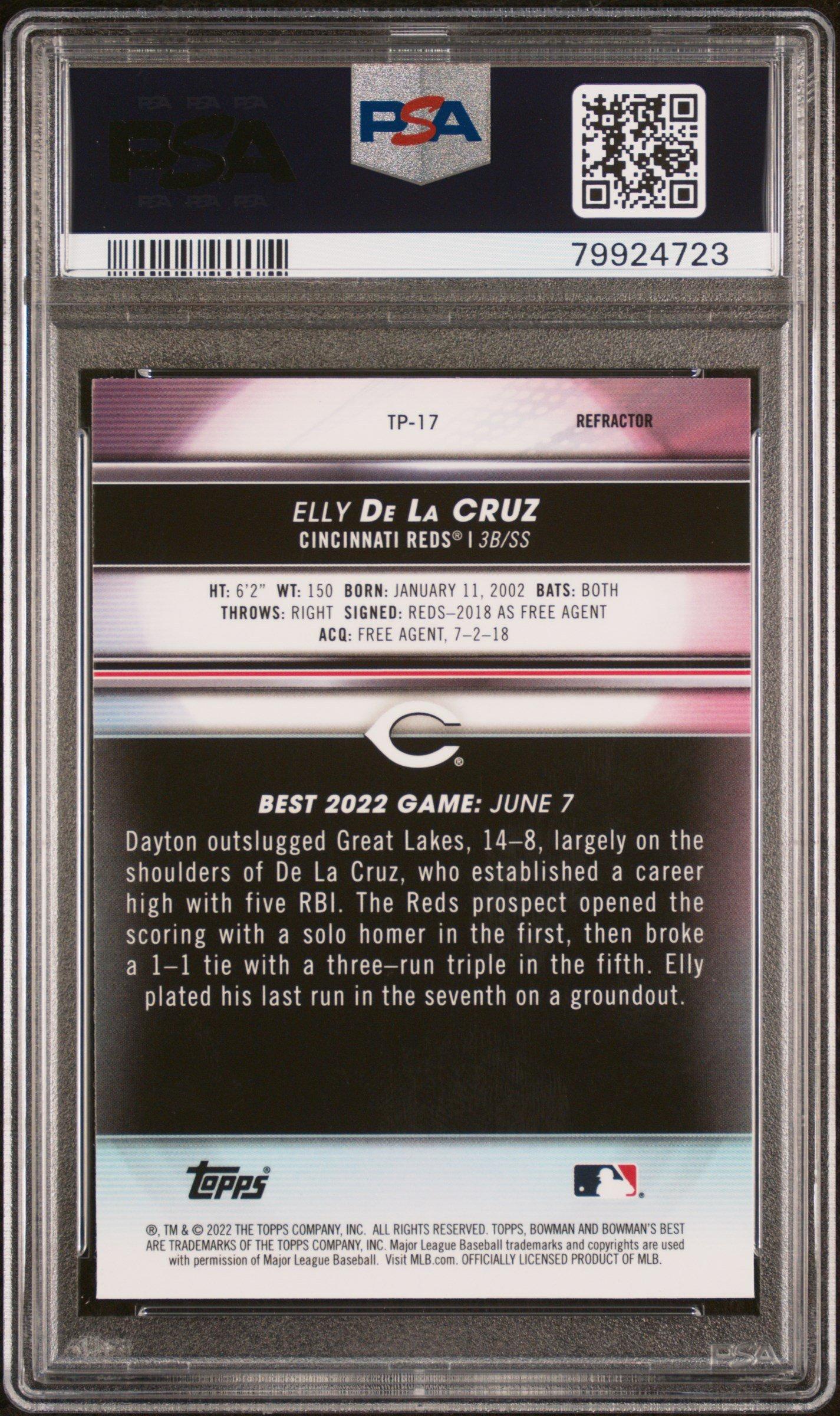 2022 Bowman's Best Top Prospects Tp17 Elly De La Cruz Refractor PSA 10