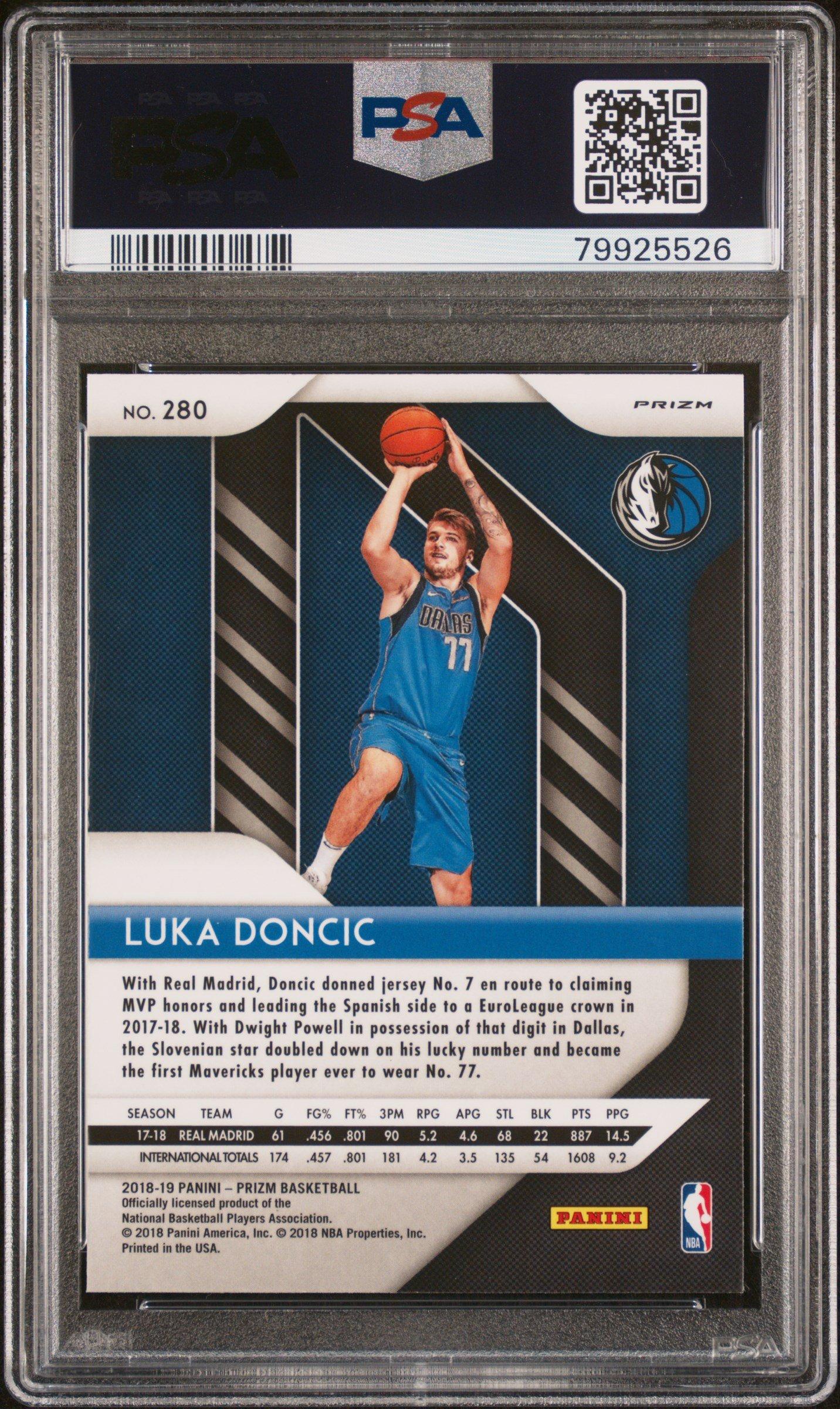 2018 Panini Prizm 280 Luka Doncic Green Prizm PSA 10